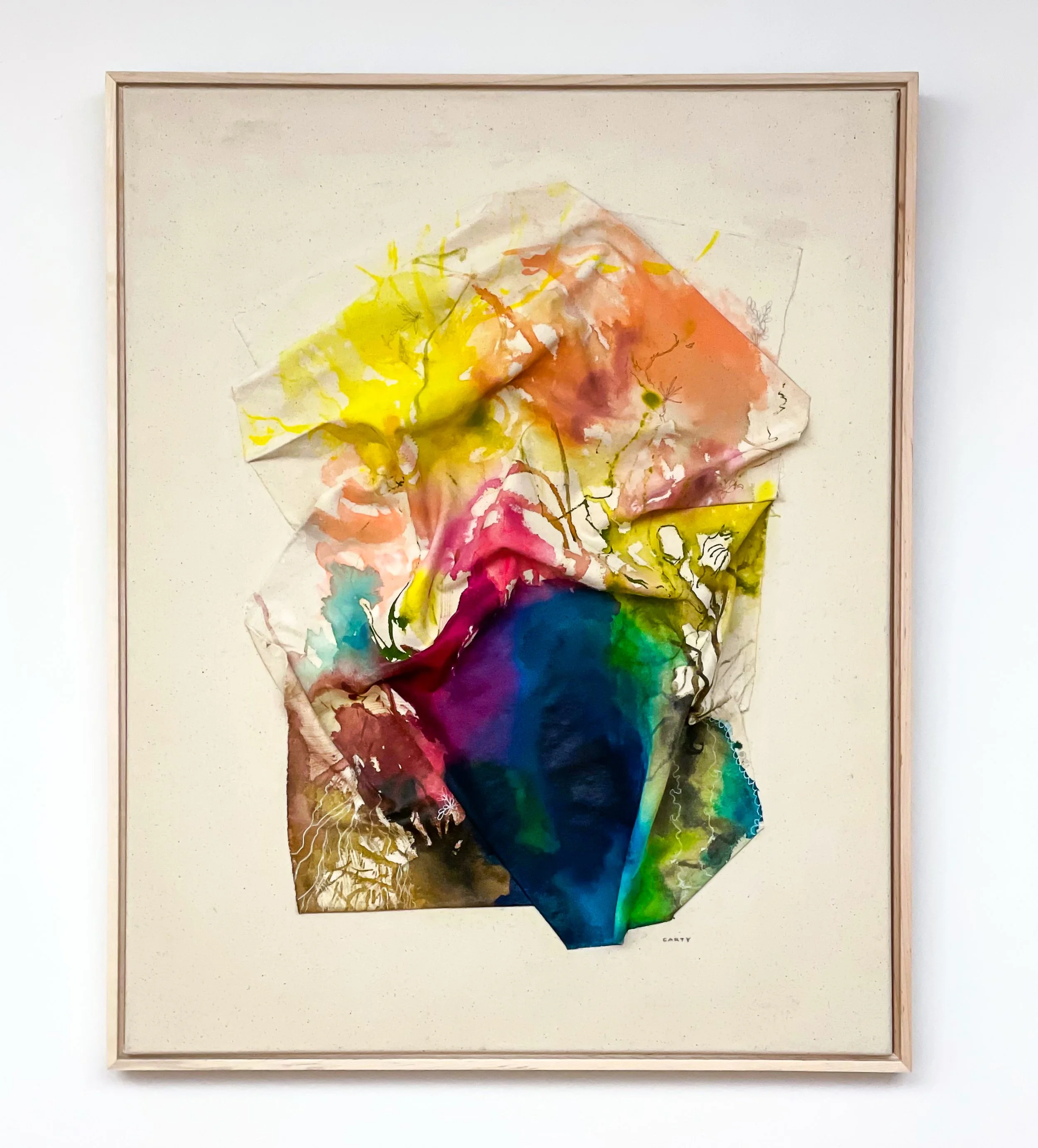 Beautiful chic sculptural abstract landscape painting by artist Megan Carty