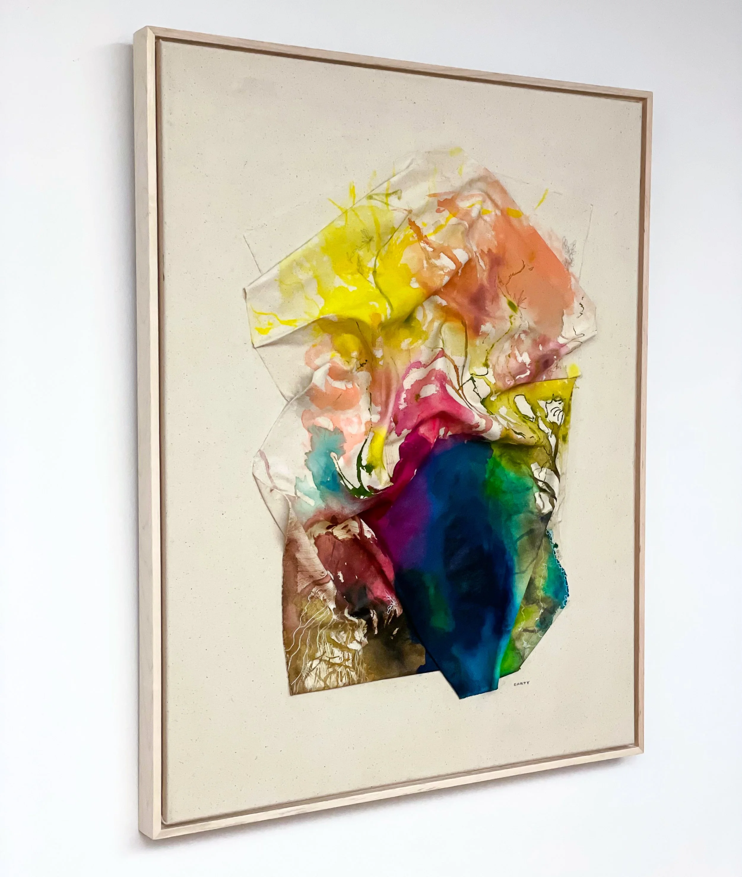 Beautiful chic sculptural abstract landscape painting by artist Megan Carty