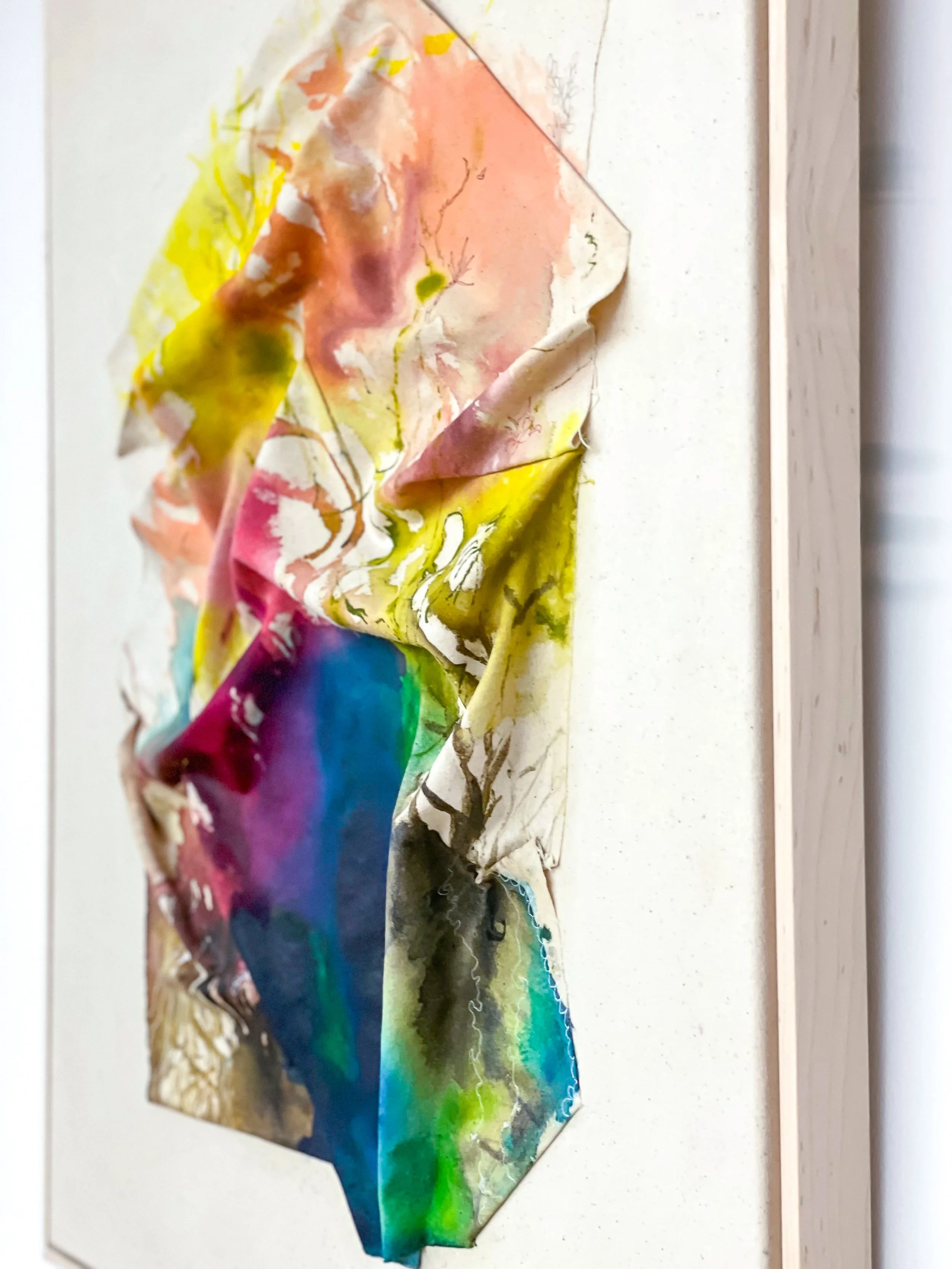 Beautiful chic sculptural abstract landscape painting by artist Megan Carty