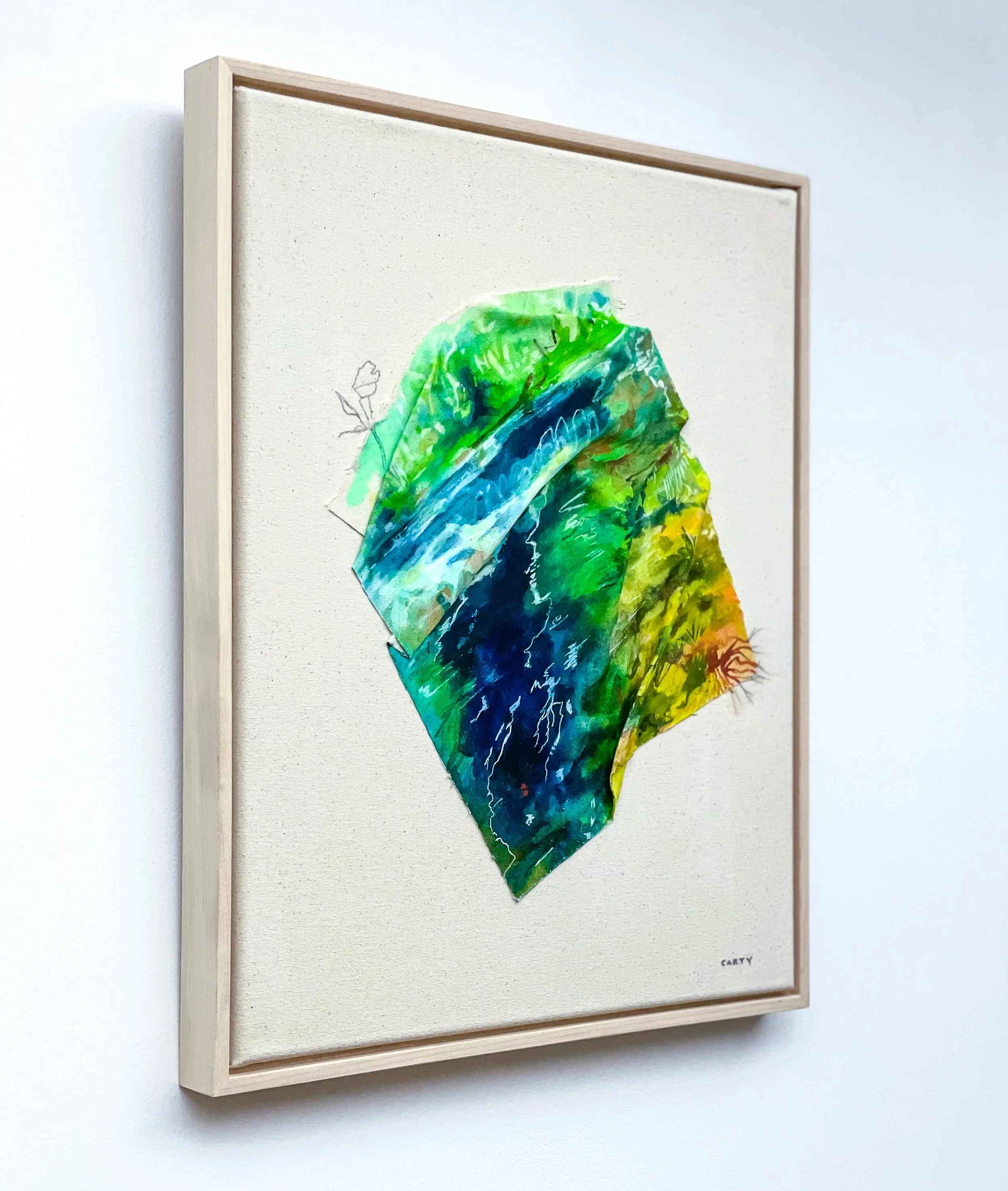 Beautiful chic sculptural abstract landscape painting by artist Megan Carty
