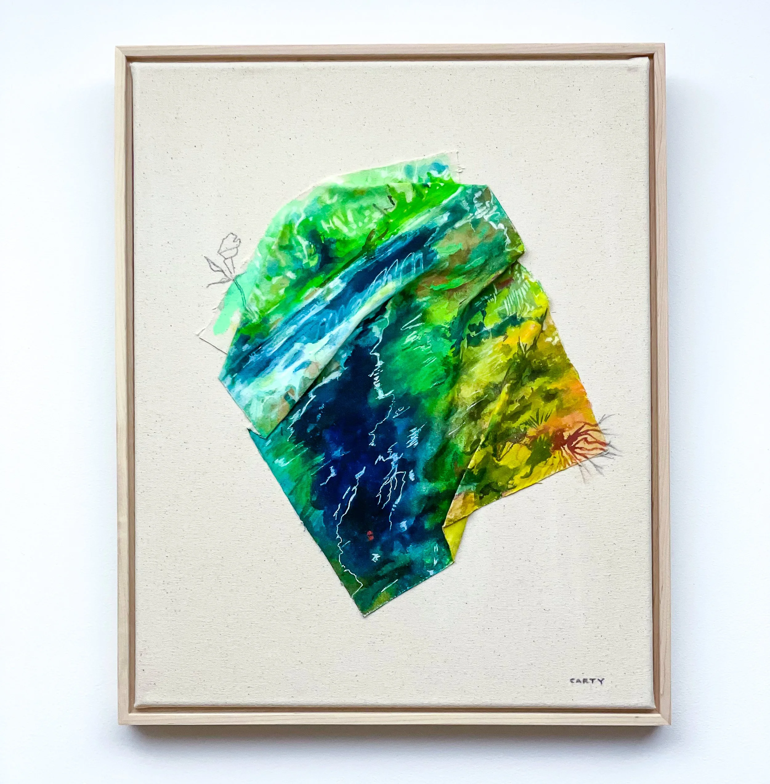 Beautiful chic sculptural abstract landscape painting by artist Megan Carty