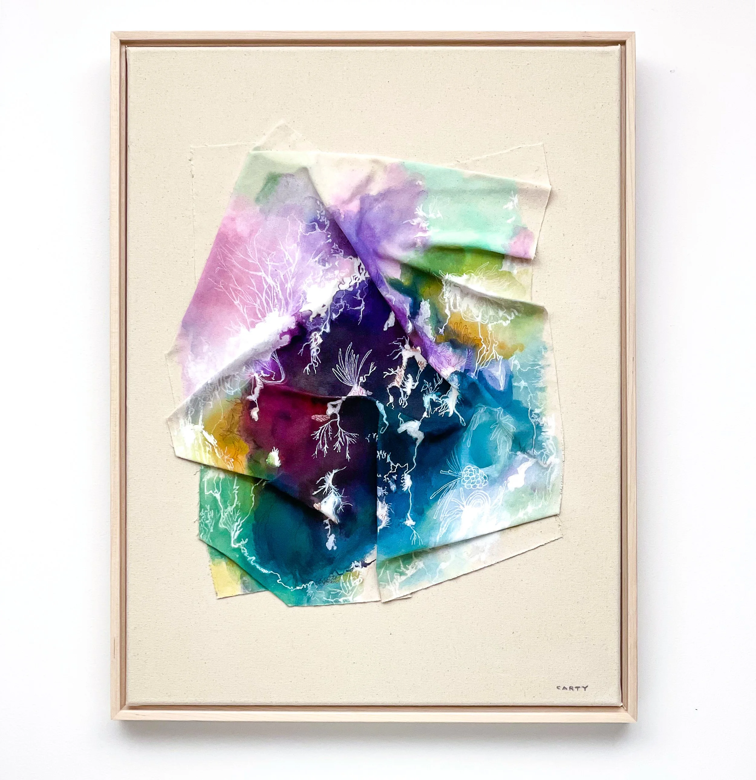 Beautiful chic sculptural abstract landscape painting by artist Megan Carty