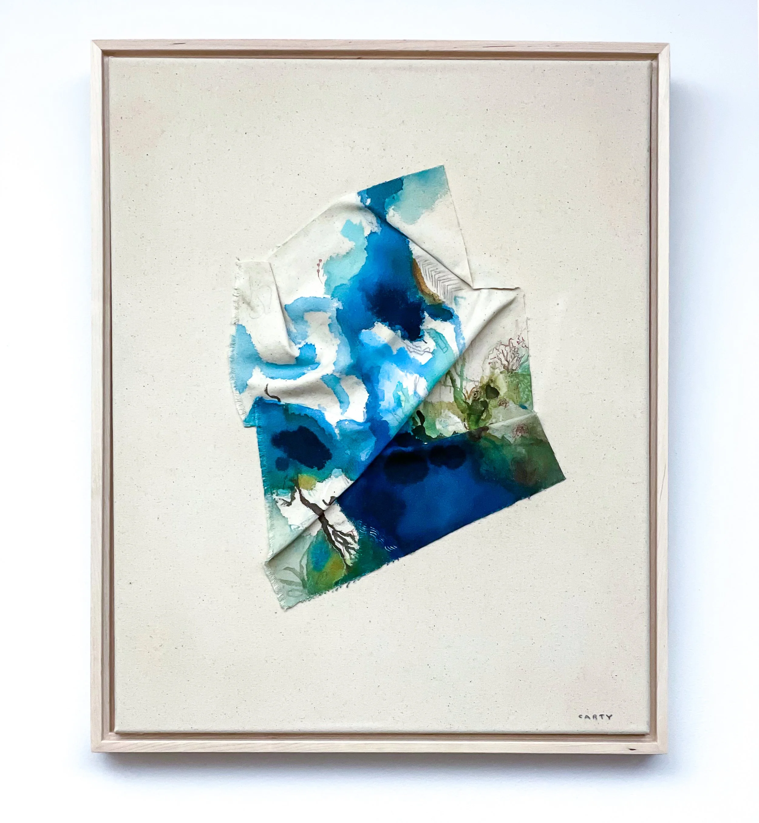 Beautiful chic sculptural abstract landscape painting by artist Megan Carty
