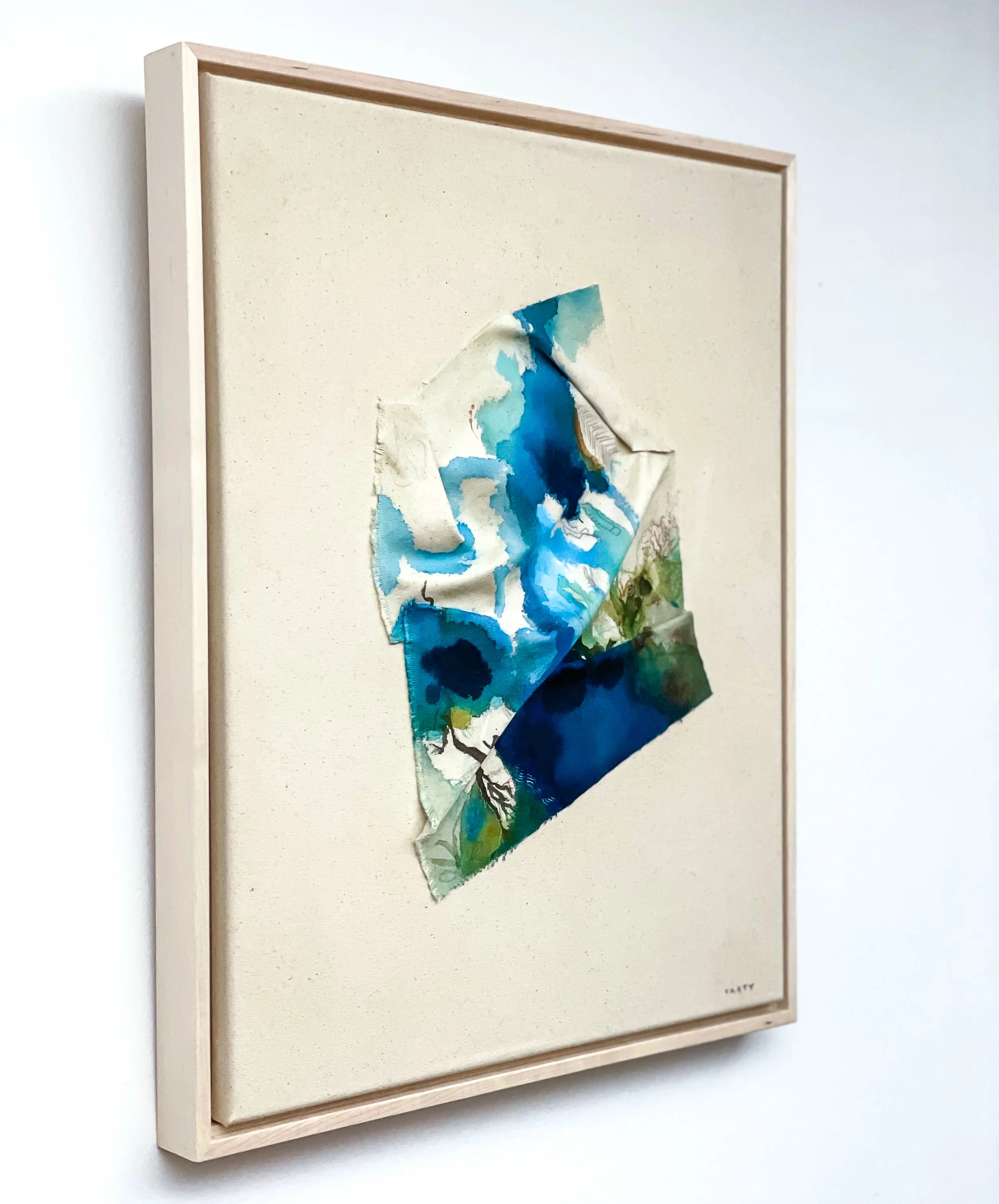 Beautiful chic sculptural abstract landscape painting by artist Megan Carty