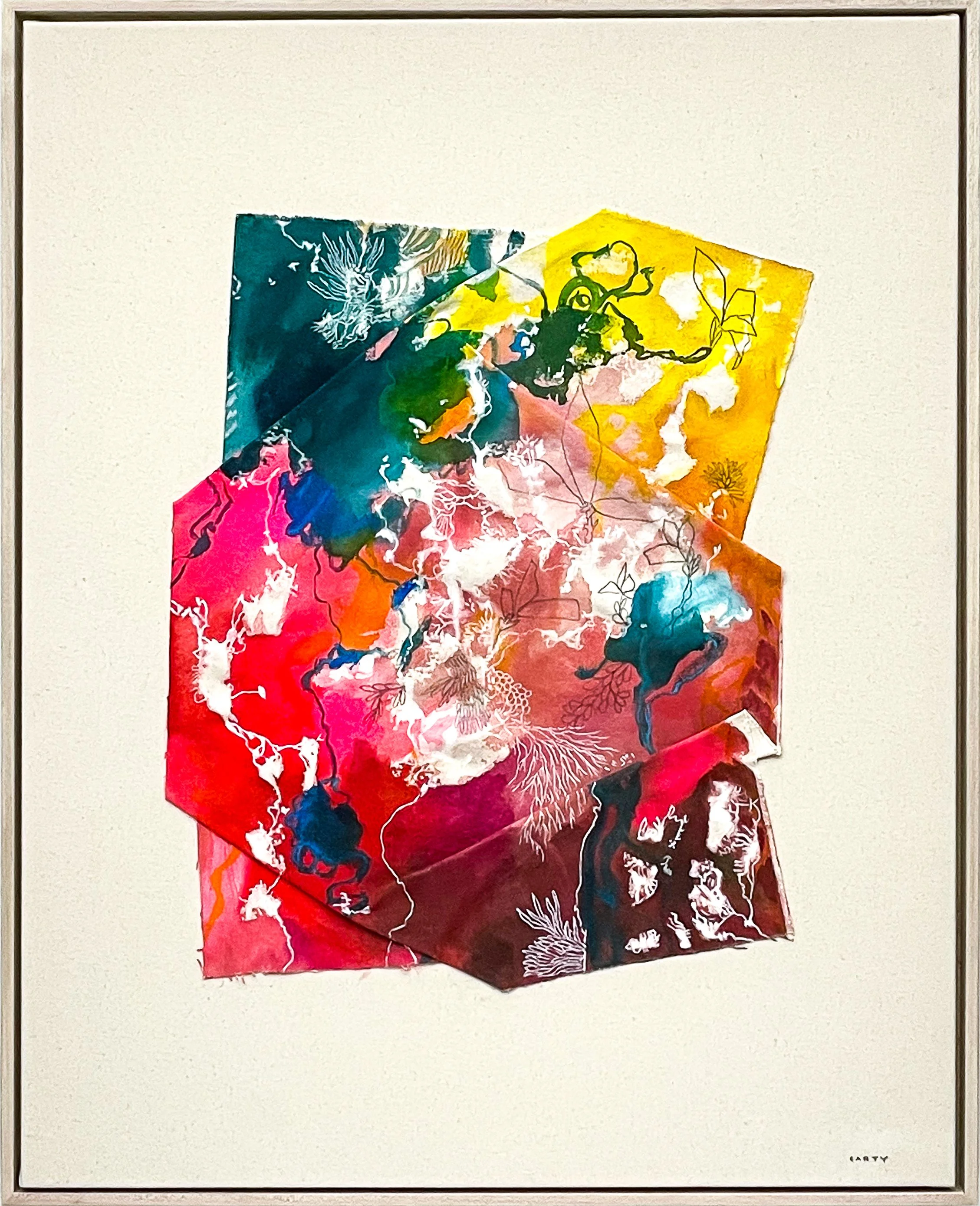 Beautiful chic sculptural abstract landscape painting by artist Megan Carty