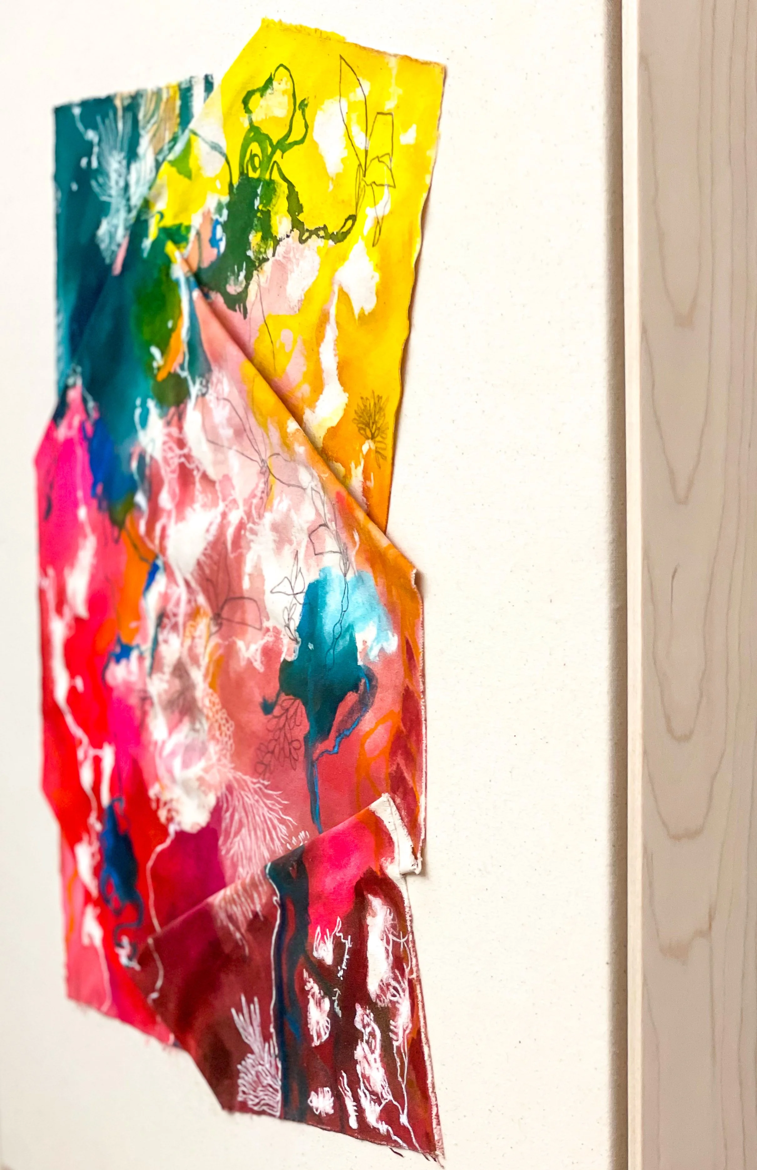 Beautiful chic sculptural abstract landscape painting by artist Megan Carty