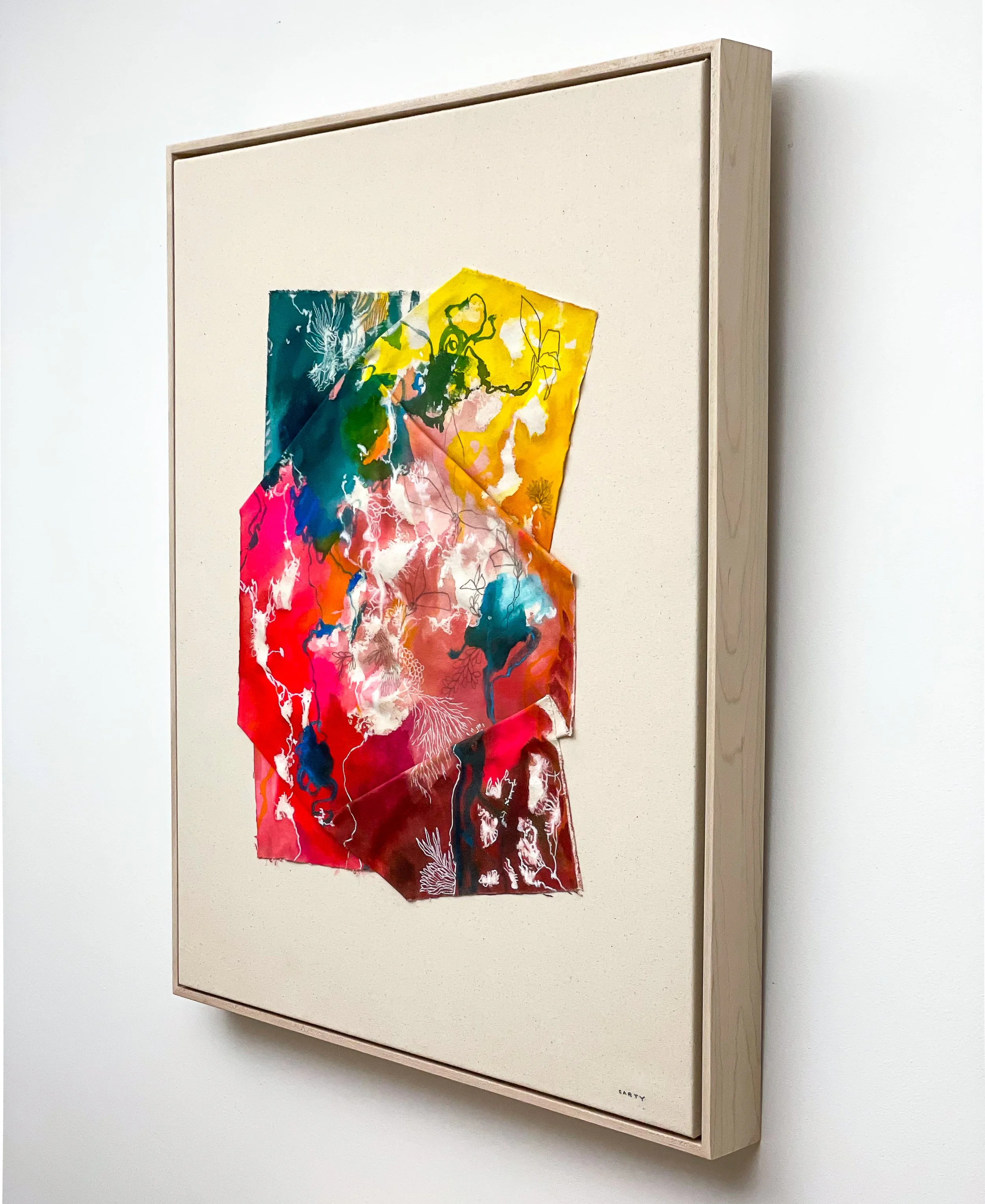 Beautiful chic sculptural abstract landscape painting by artist Megan Carty