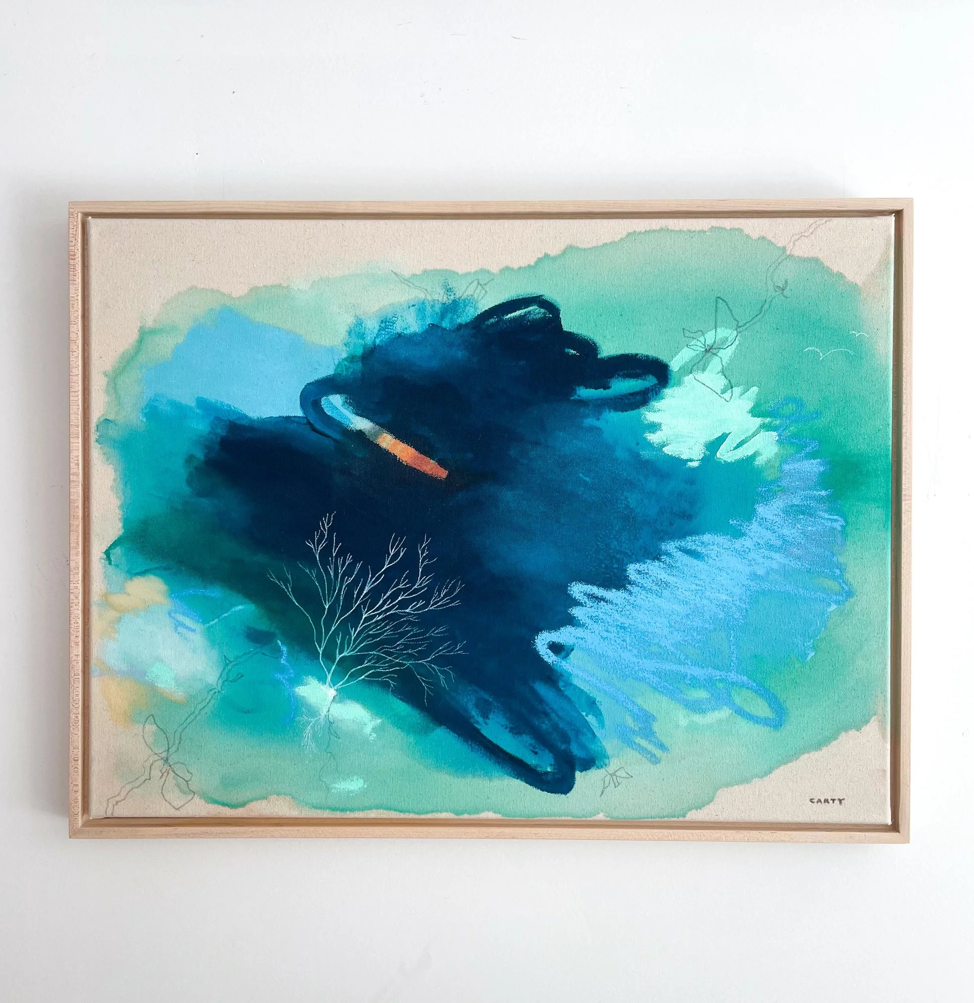 teal and blue abstract painting by Megan Carty