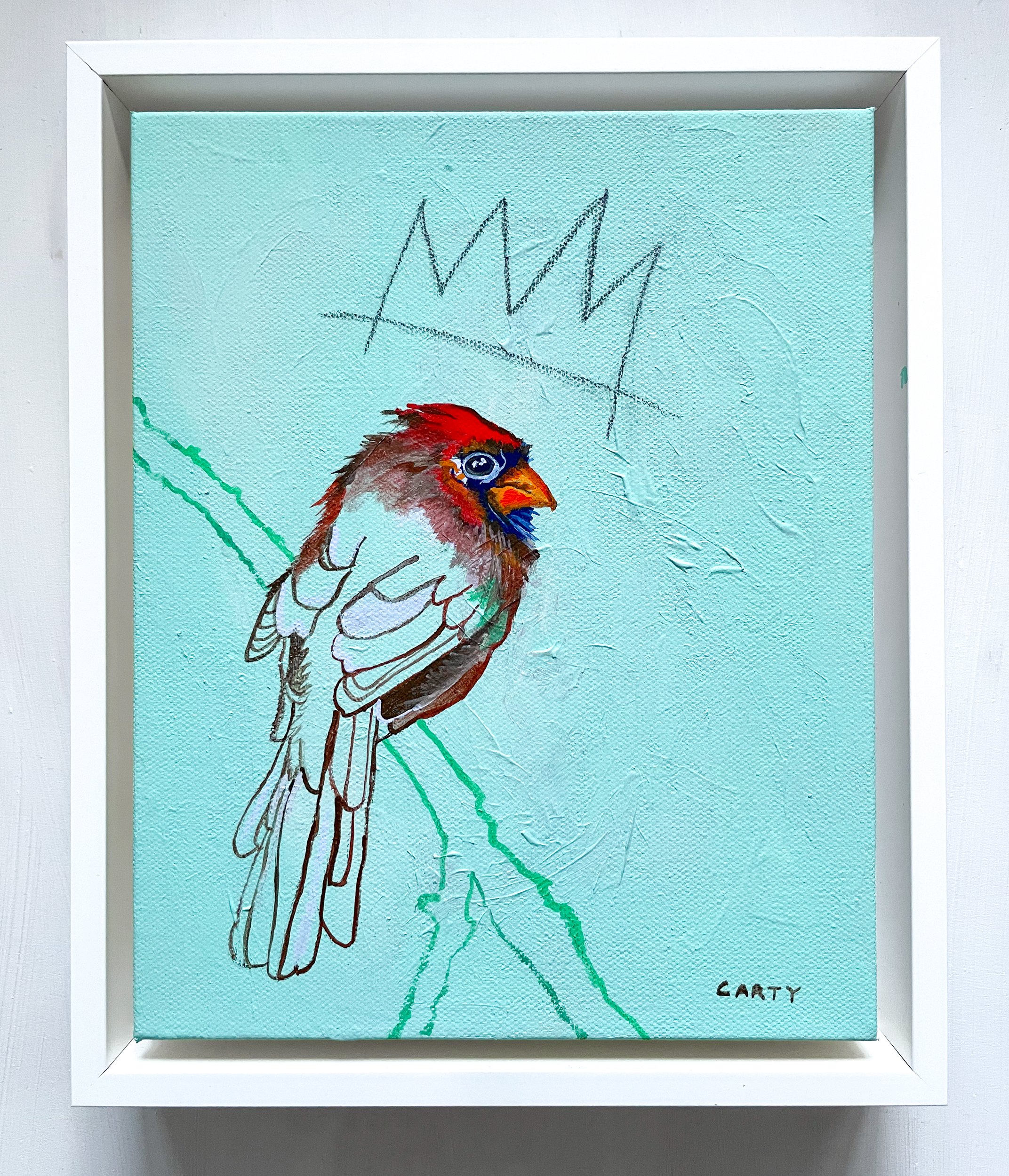 Angel Above Us 8x10", acrylic bird painting