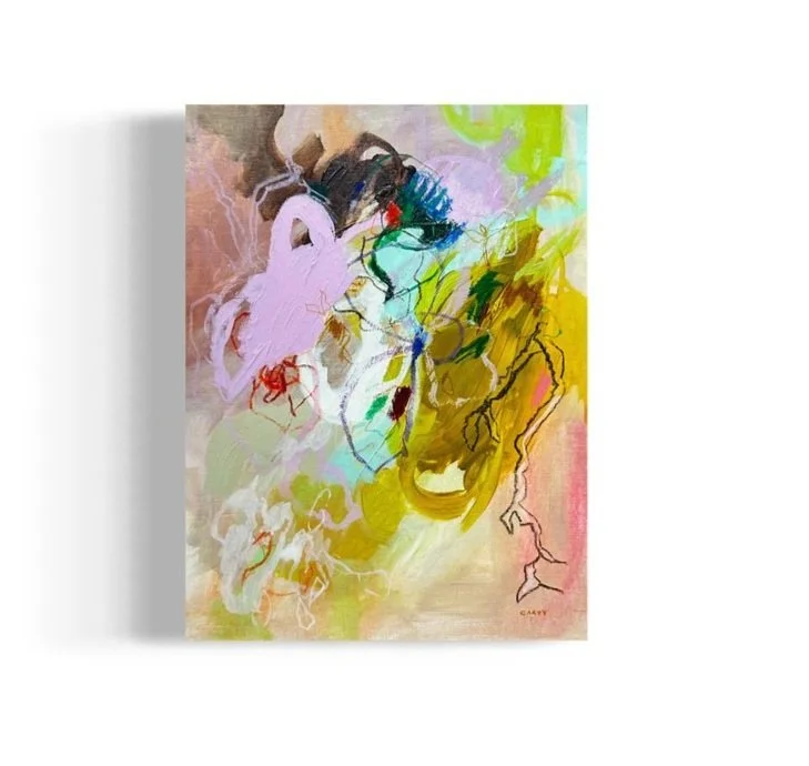 small abstract floral painting on paper by Megan Carty