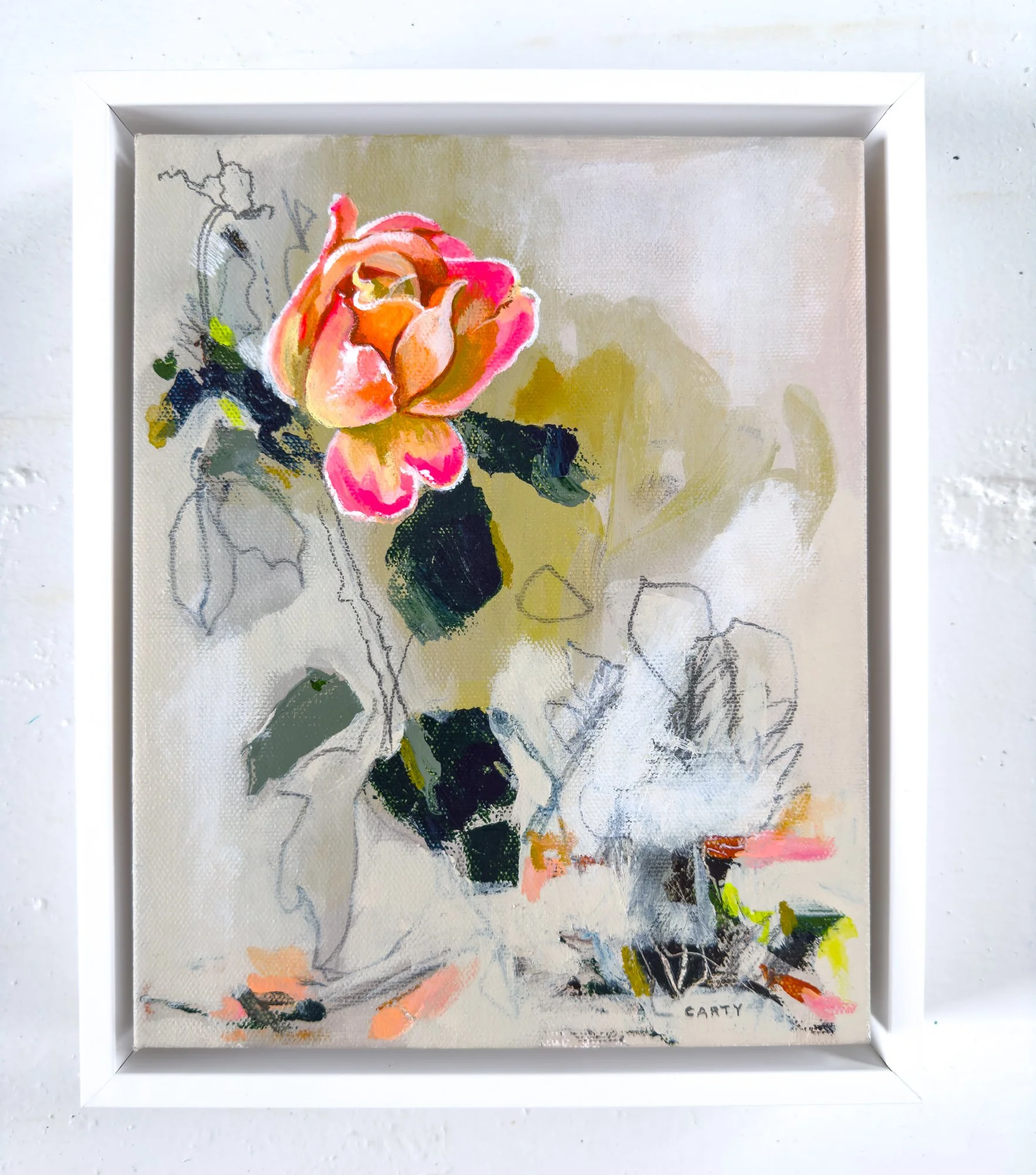 abstract rose painting by Megan Carty, abstract flower art