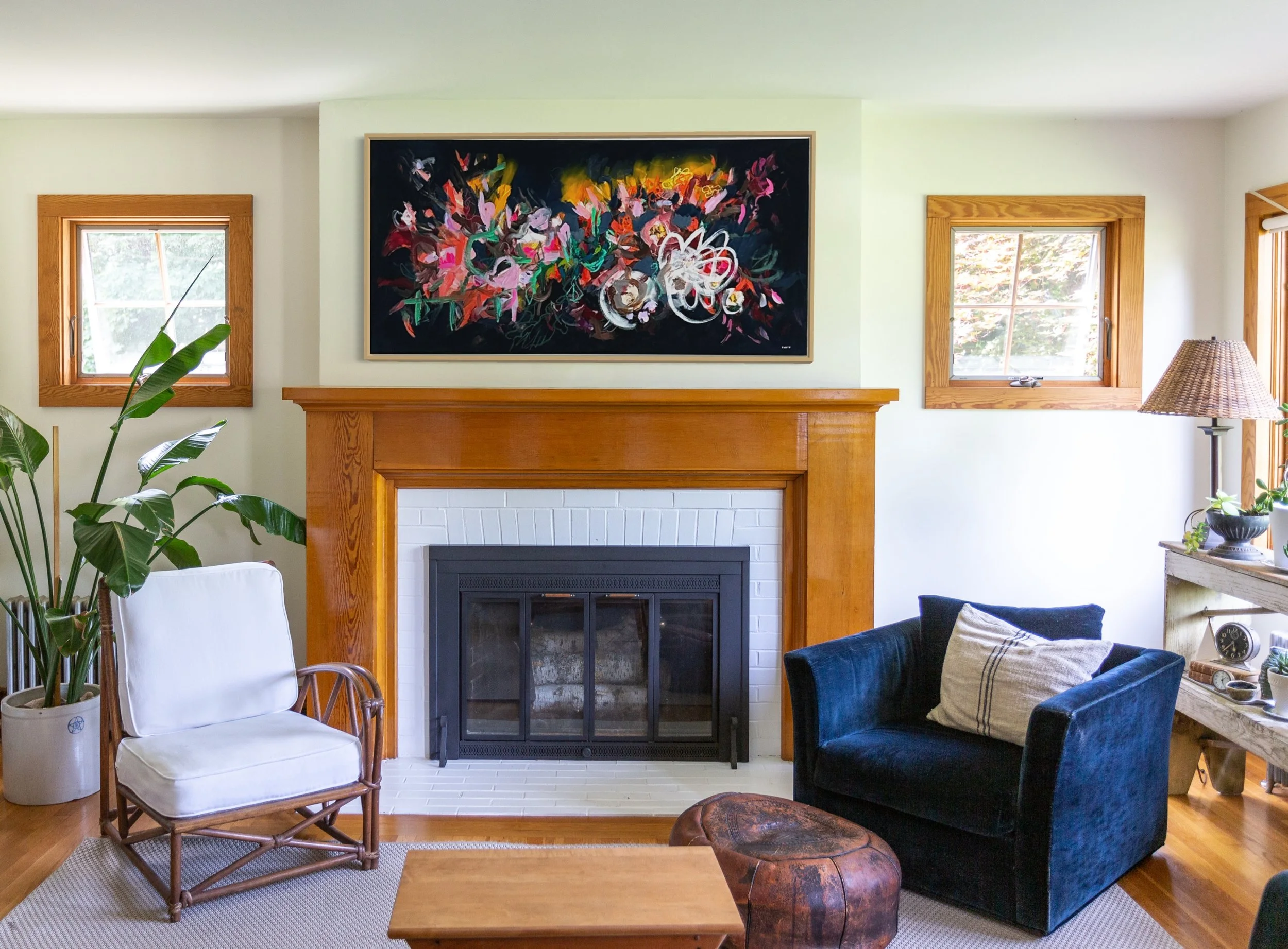 dramatic abstract floral painting by Megan Carty