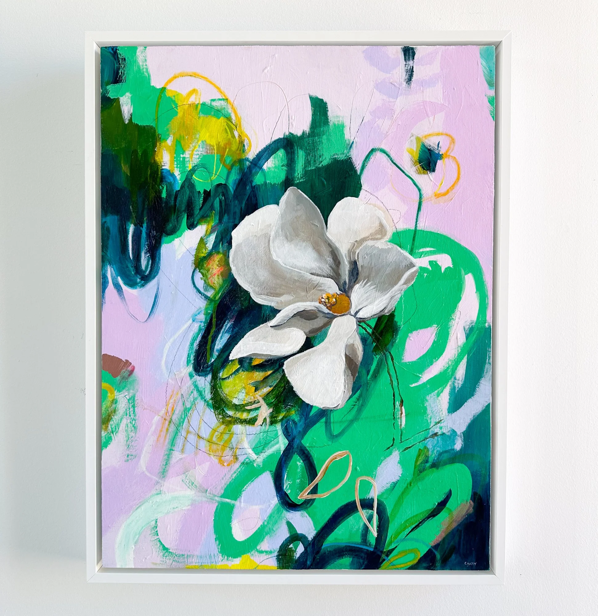 gardenia floral painting by Megan Carty