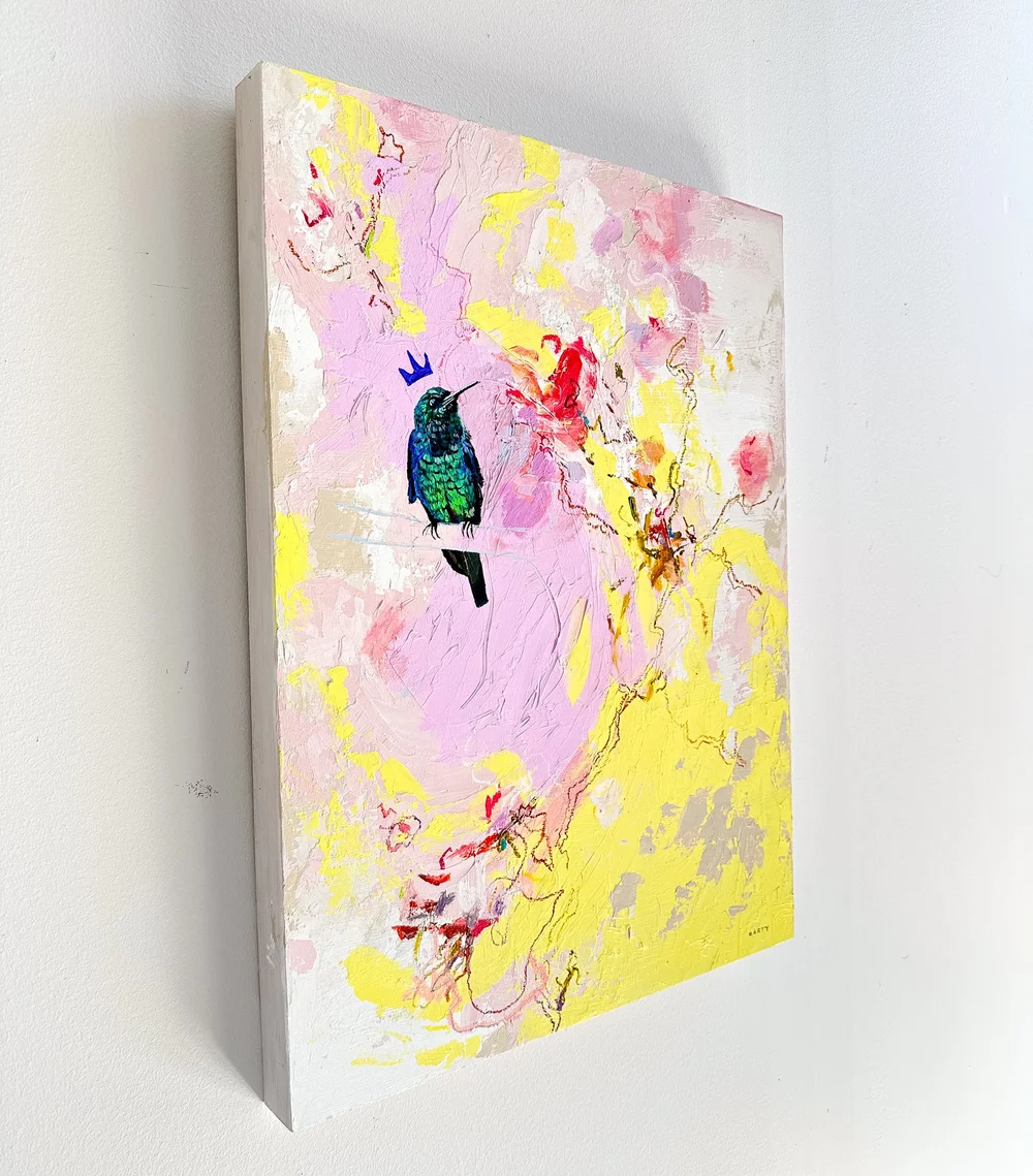 Pink and yellow soft abstract painting by Megan Carty — Megan