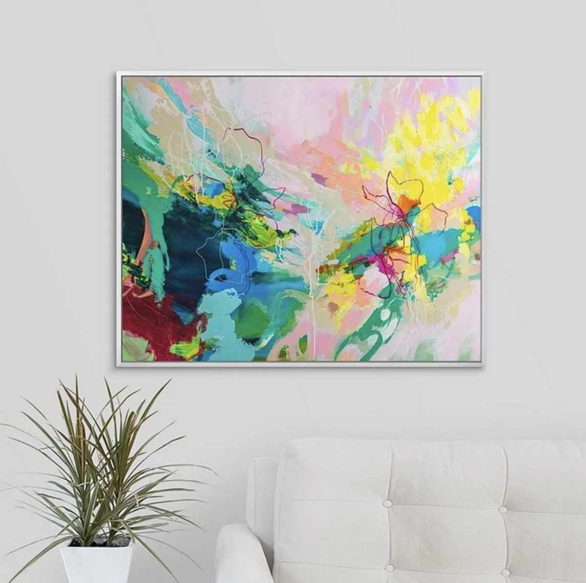 palm beach aesthetic abstract framed art print by Megan Carty