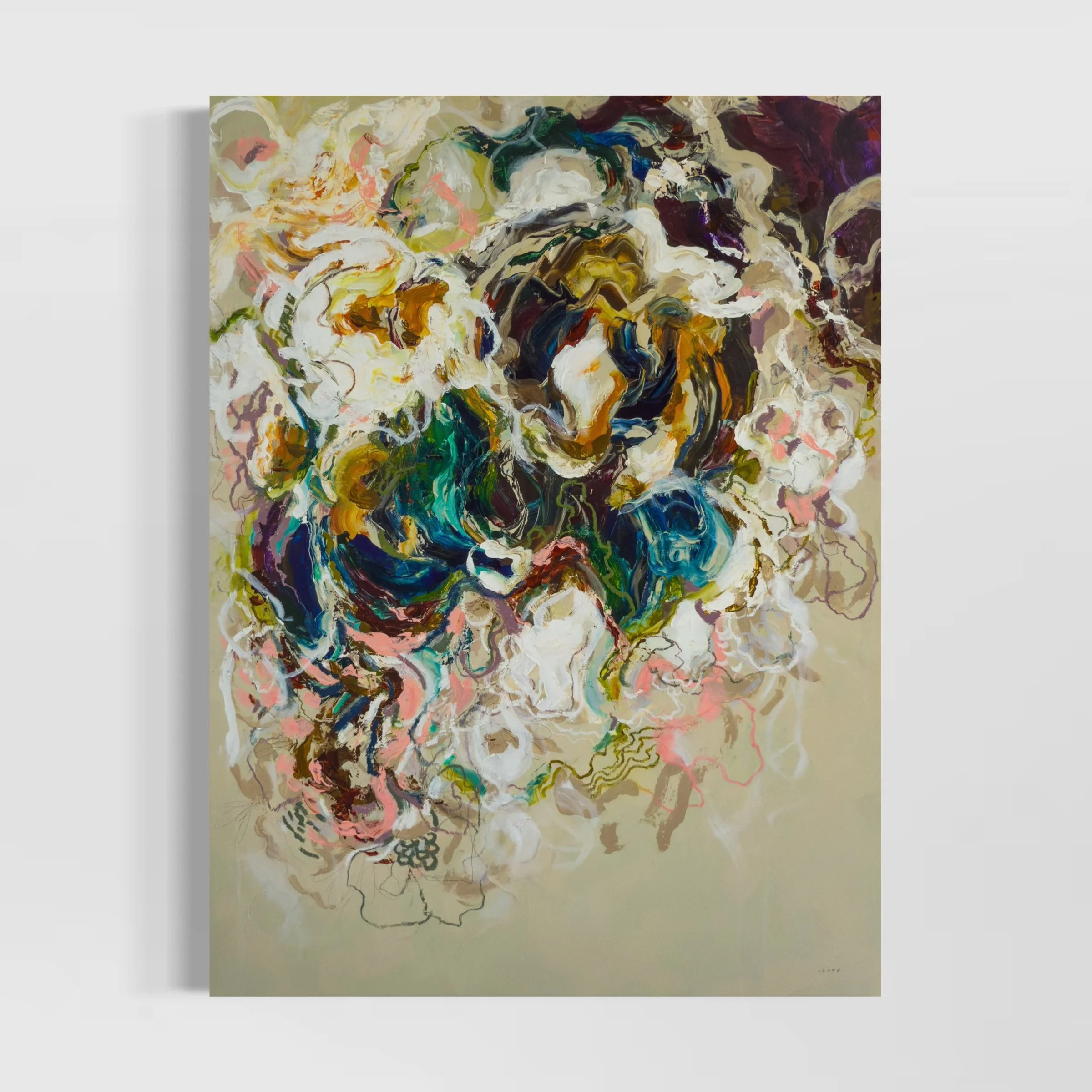 earthy abstract floral painting by Megan Carty