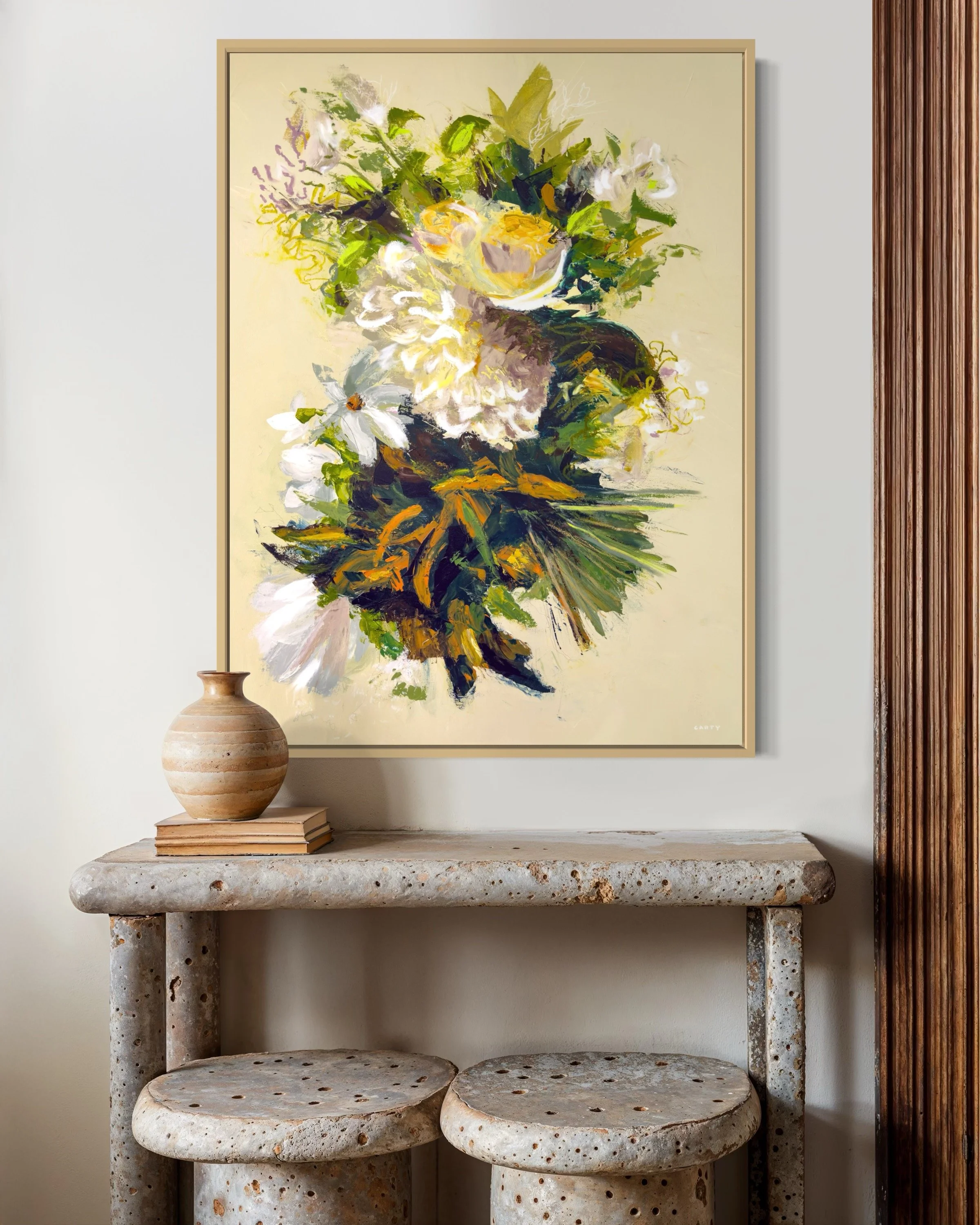 earthy abstract floral painting by Megan Carty