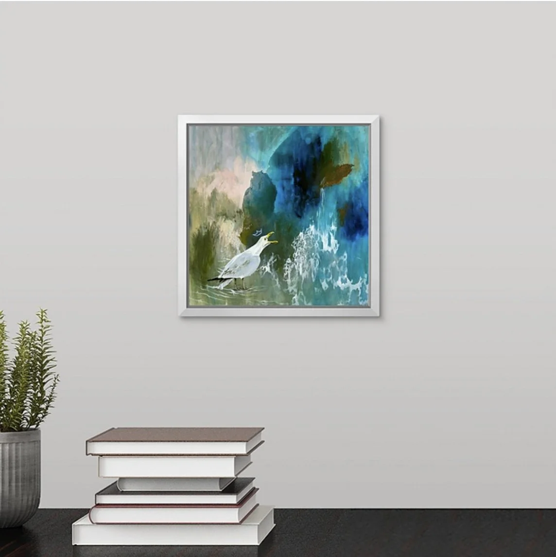 crowned seagull fine art painting by Megan Carty