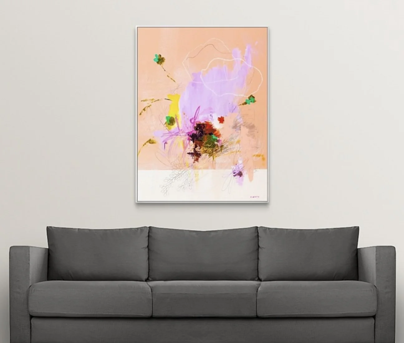 fun wild abstract painting fine art print by Megan Carty in pinks and oranges