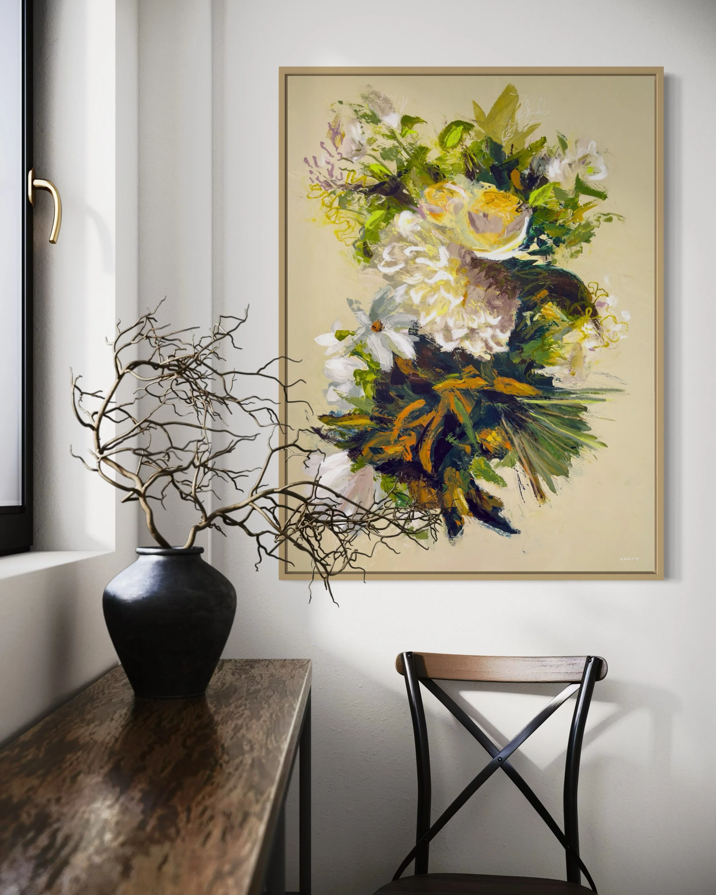 earthy abstract floral painting by Megan Carty