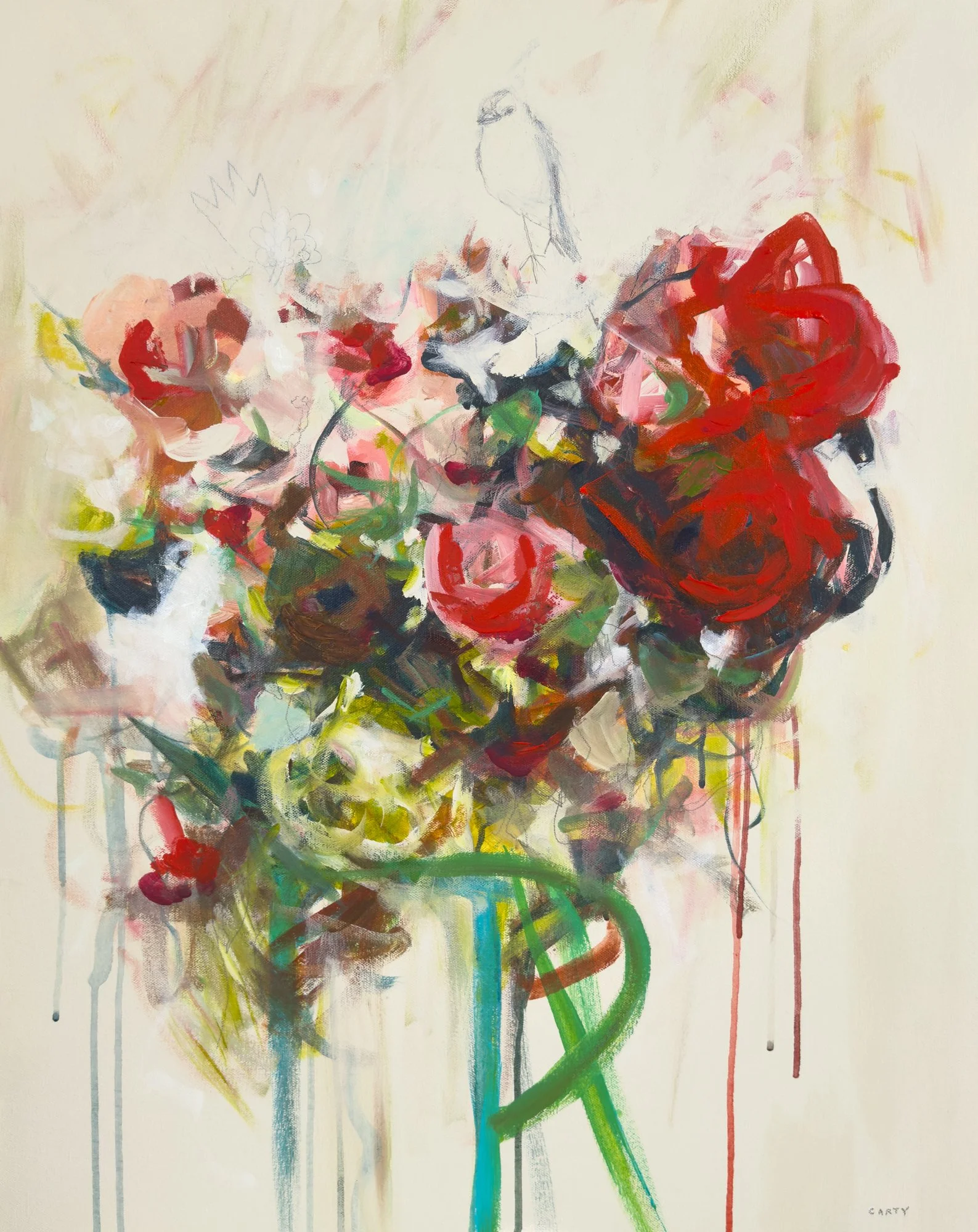 A Triumphant View, 24x30, abstract floral painting