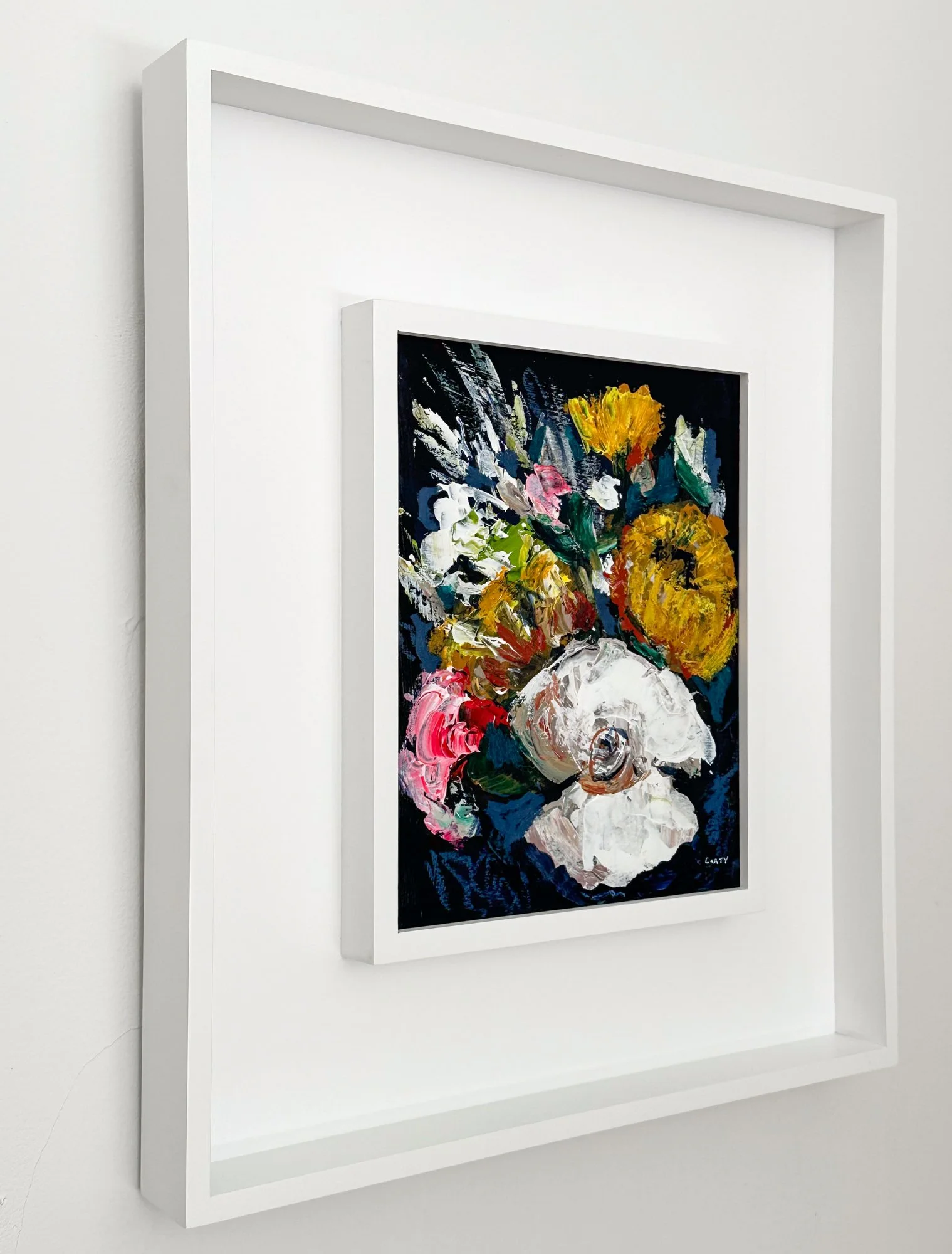 Dutch still life inspired abstract floral painting by Megan Carty