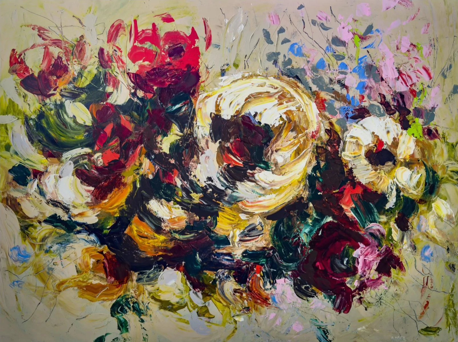 Just Go For It, 30x40, abstract floral painting