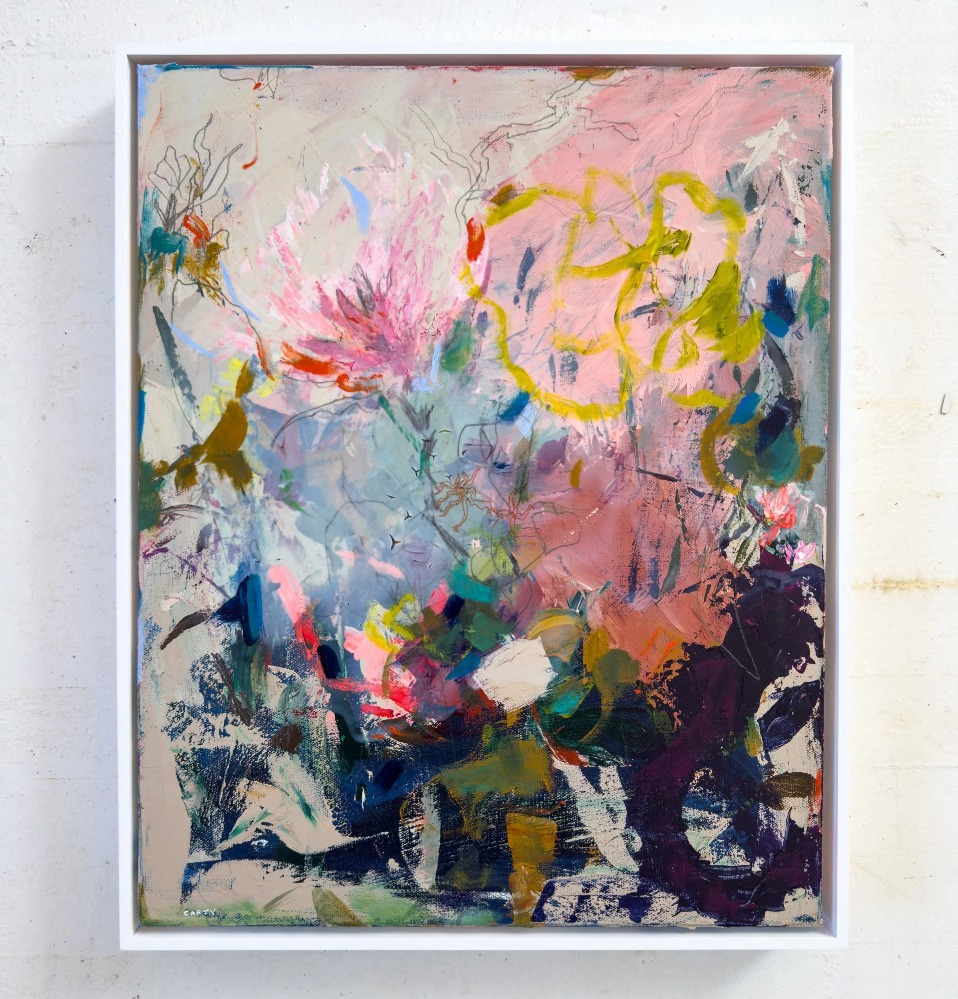 energetic abstract floral painting by Megan Carty