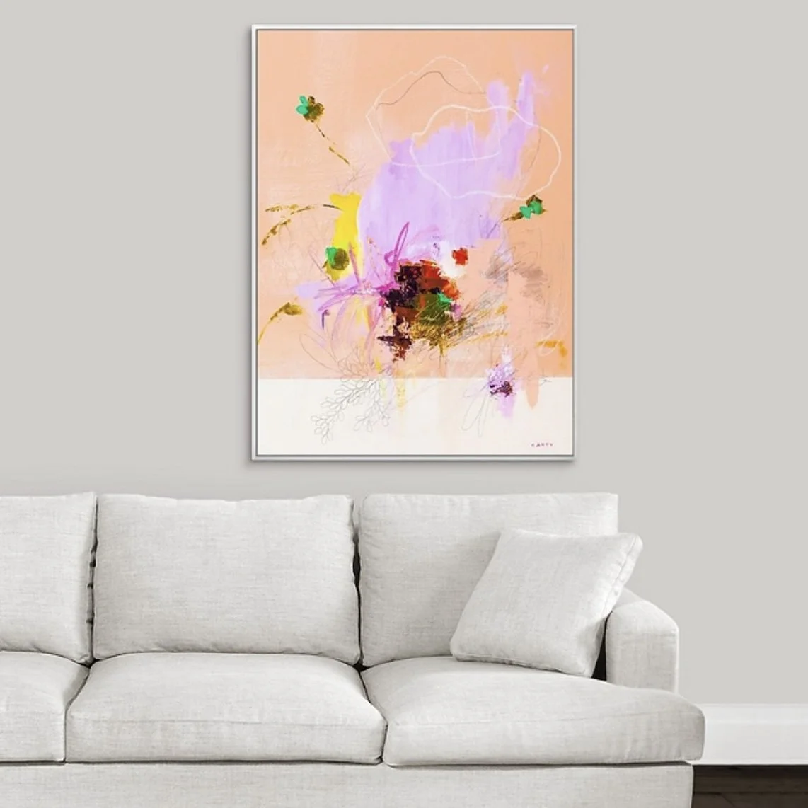 fun wild abstract painting fine art print by Megan Carty in pinks and oranges