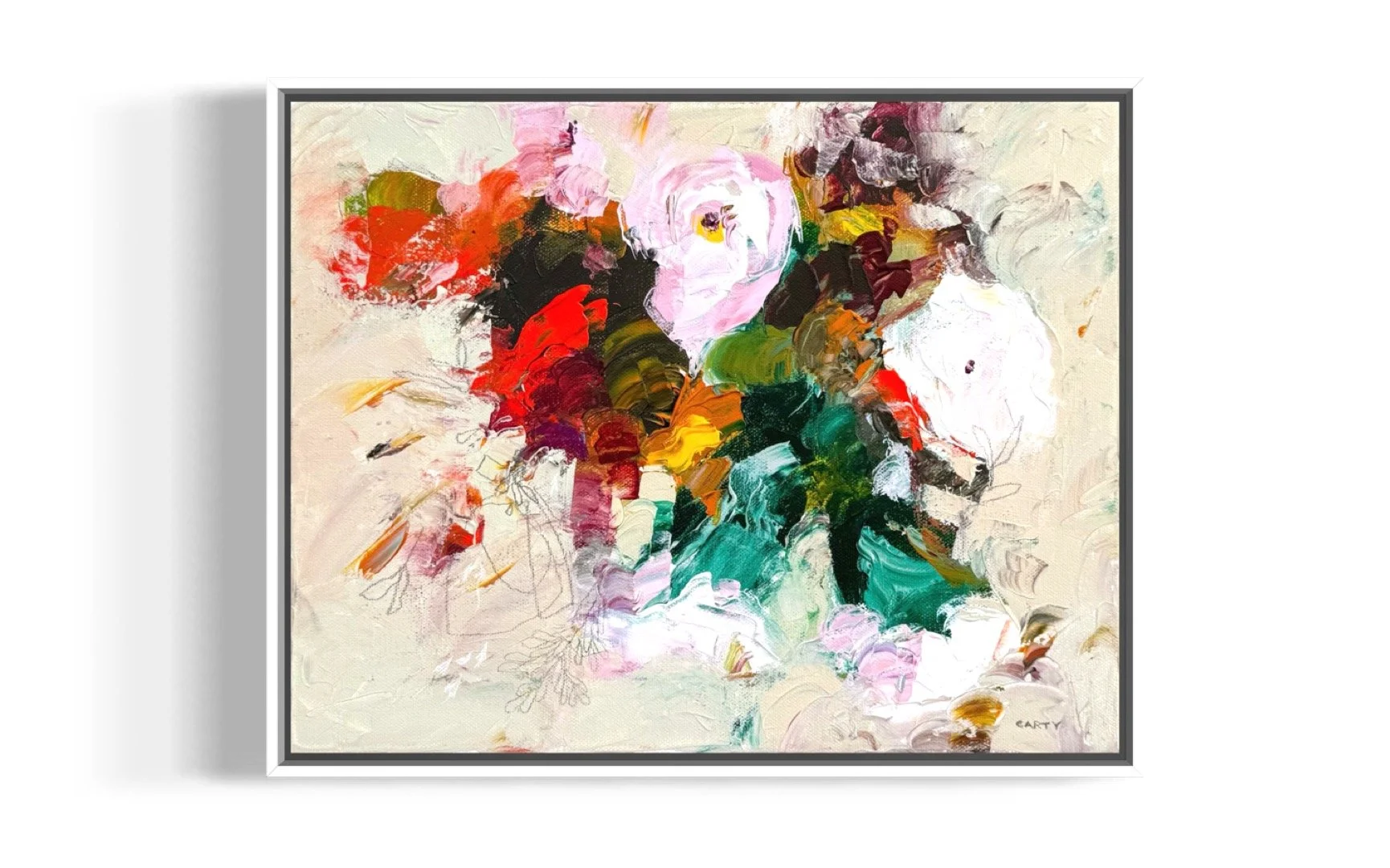 joyful modern abstract floral painting by Megan Carty