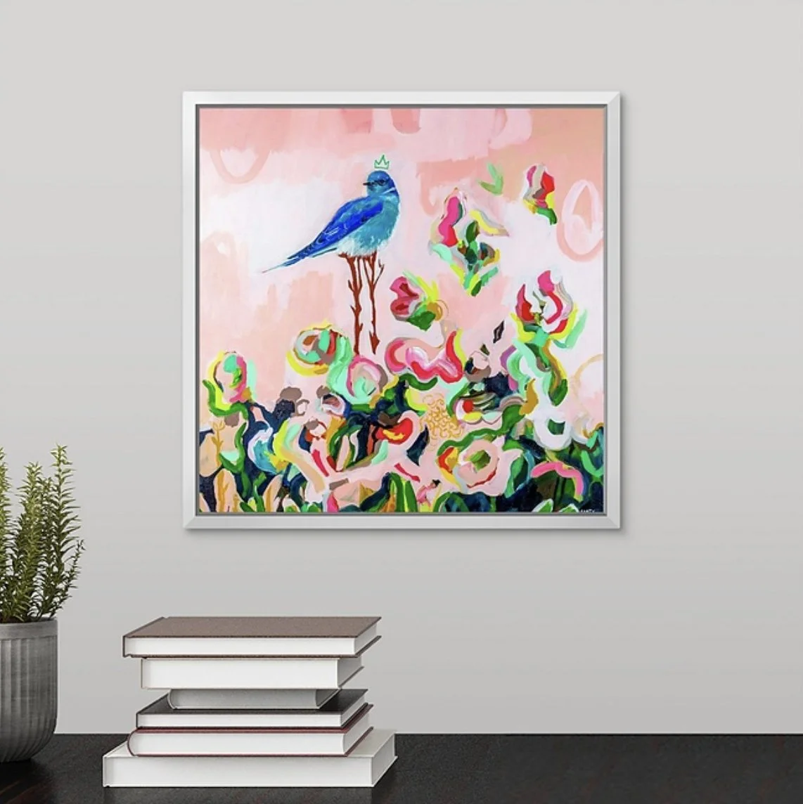 isla the crowned bluebird fine art print by Megan Carty