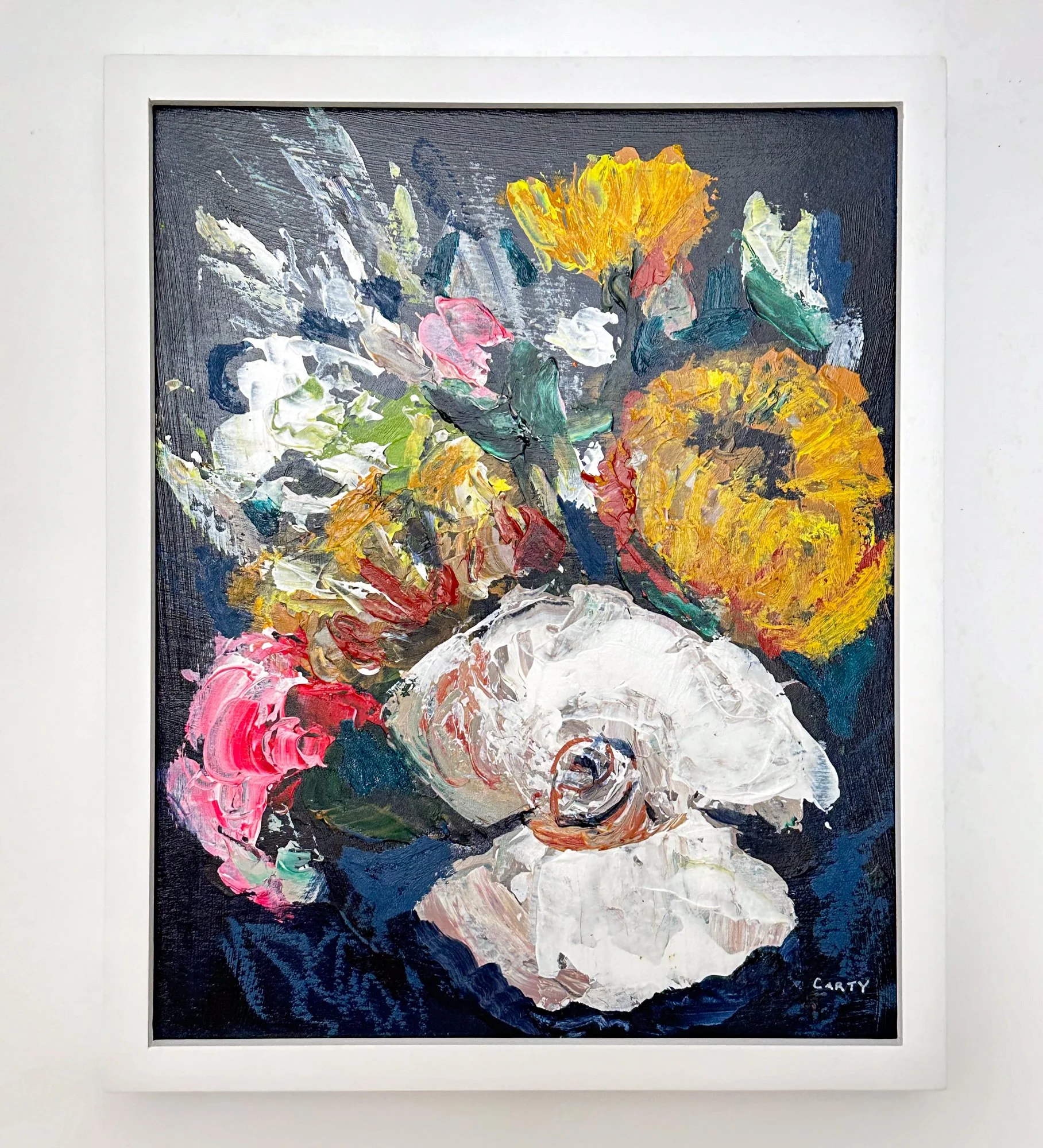 Dutch still life inspired abstract floral painting by Megan Carty