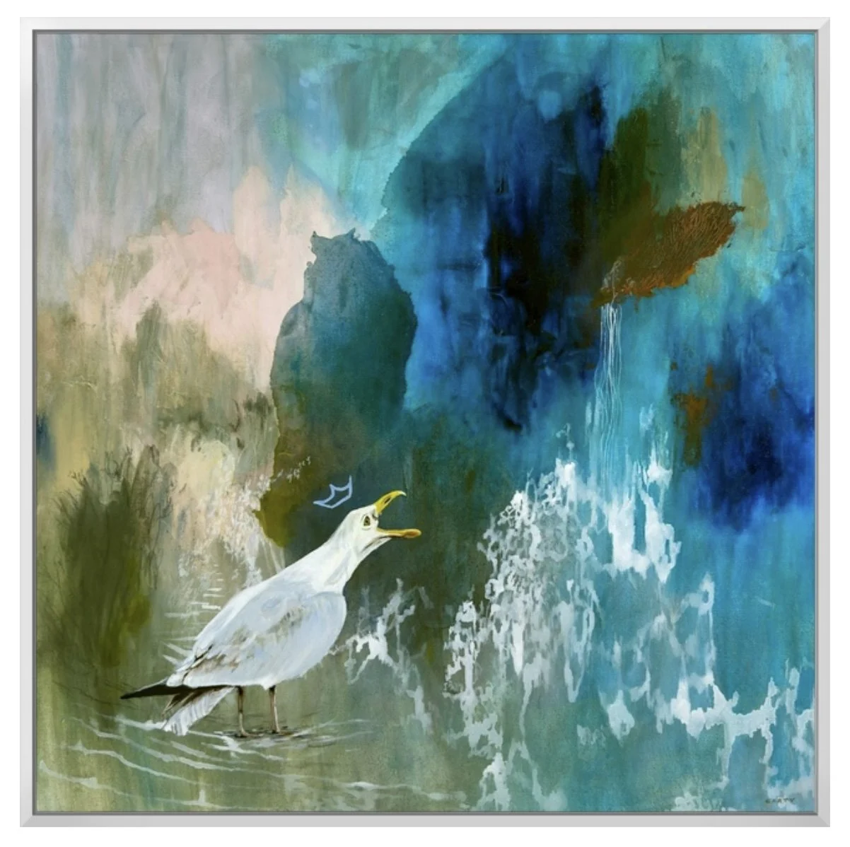 crowned seagull fine art painting by Megan Carty