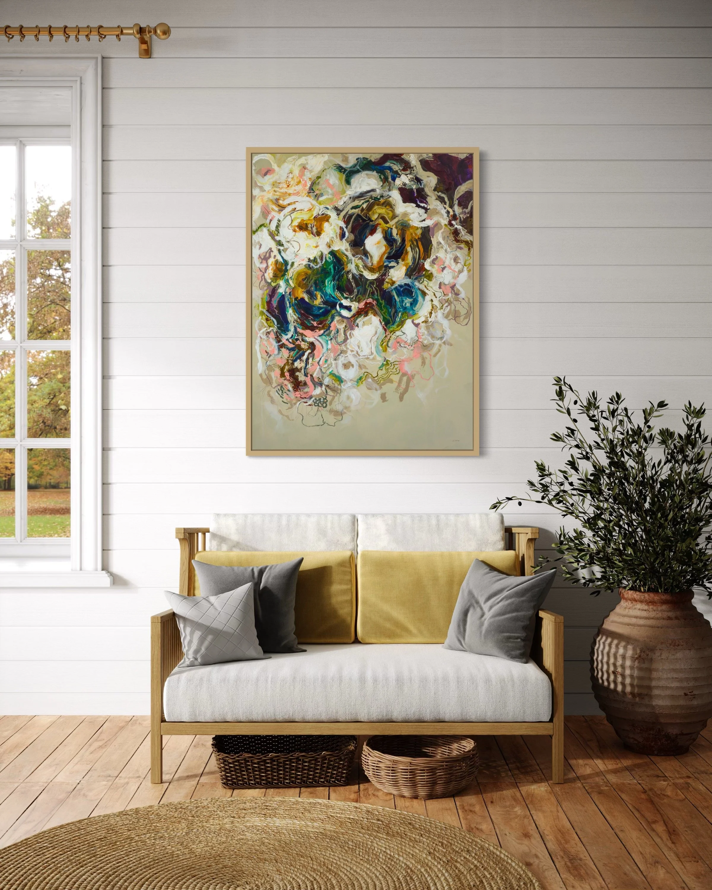 earthy abstract floral painting by Megan Carty