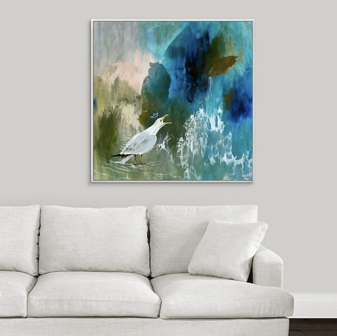 crowned seagull fine art painting by Megan Carty