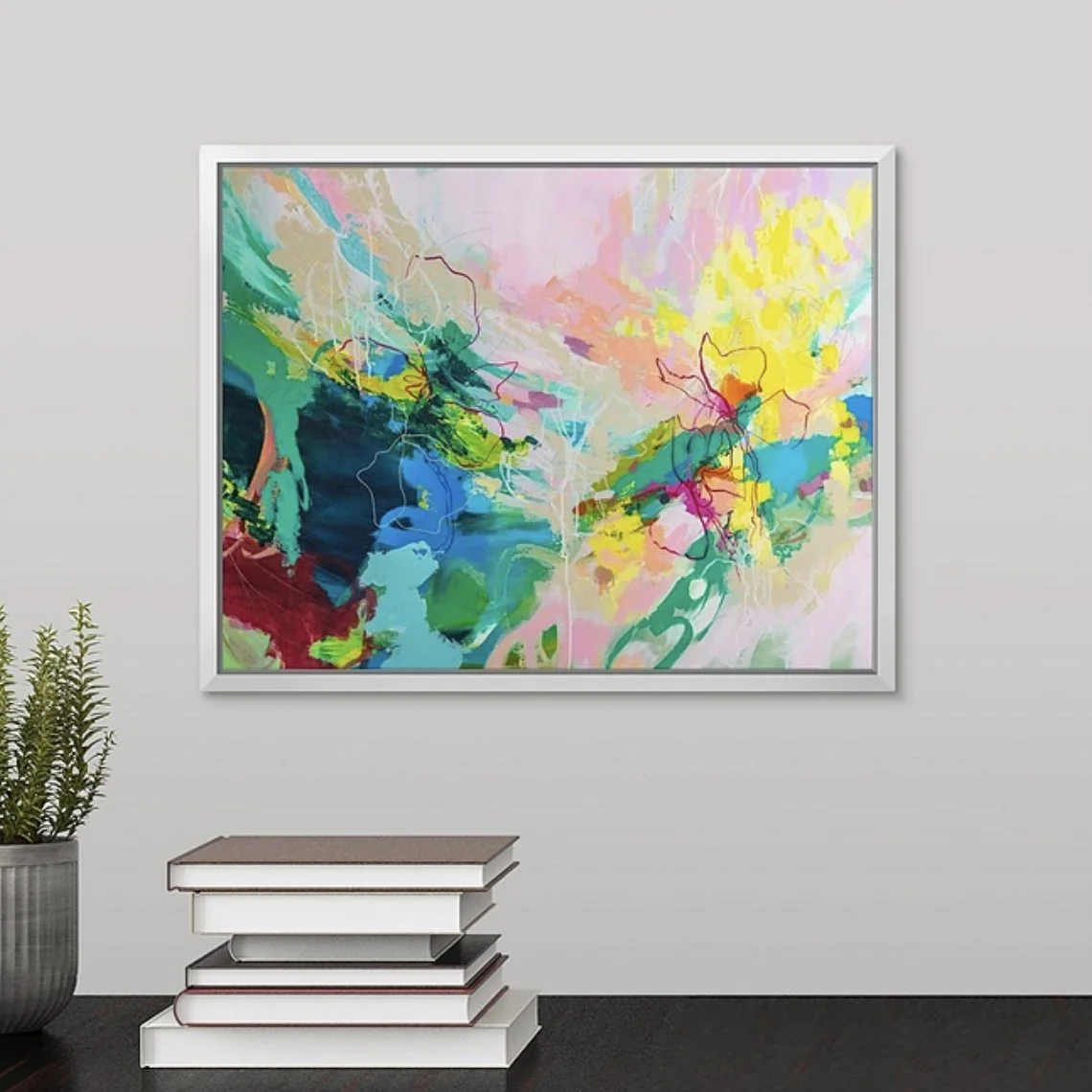 palm beach aesthetic abstract framed art print by Megan Carty