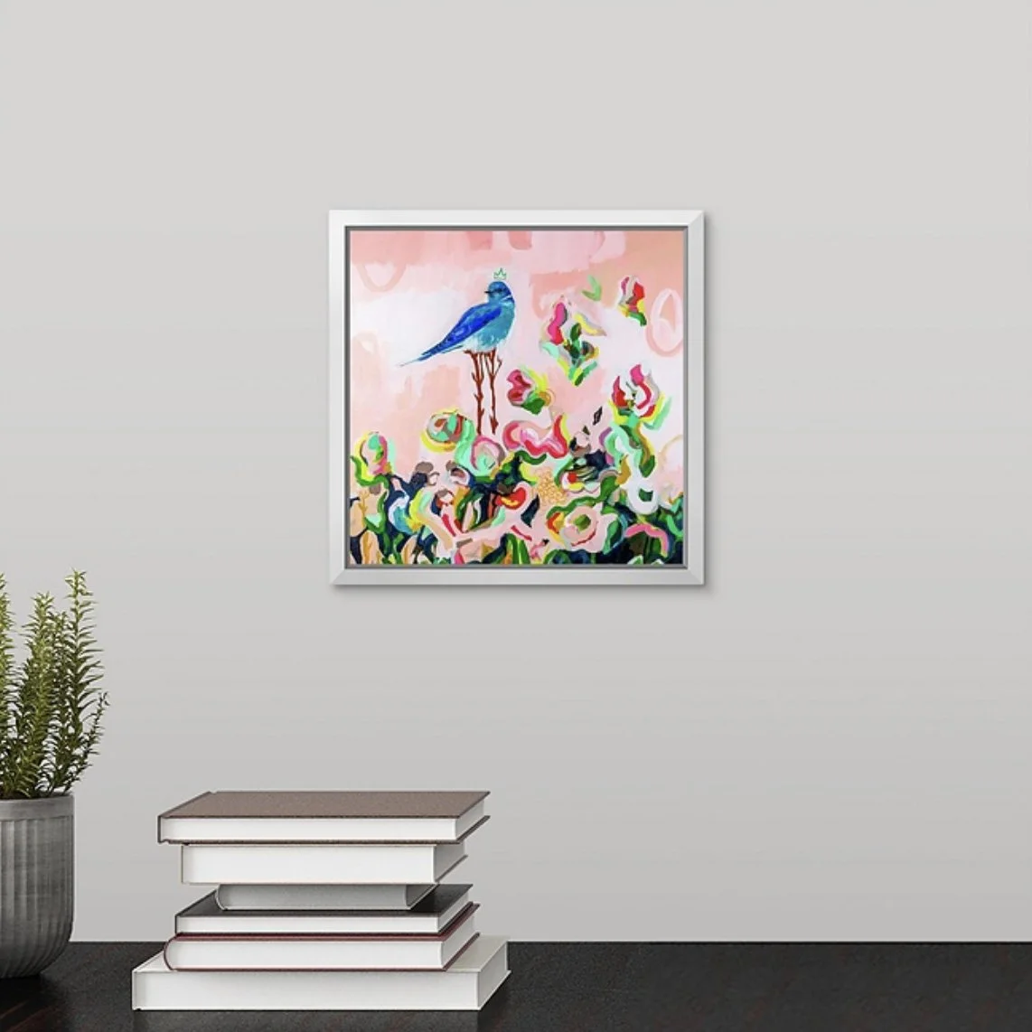 isla the crowned bluebird fine art print by Megan Carty