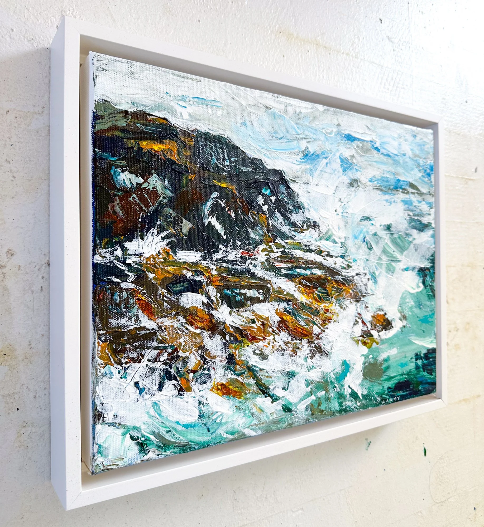 abstract seascape painting done in palette knife by Megan Carty