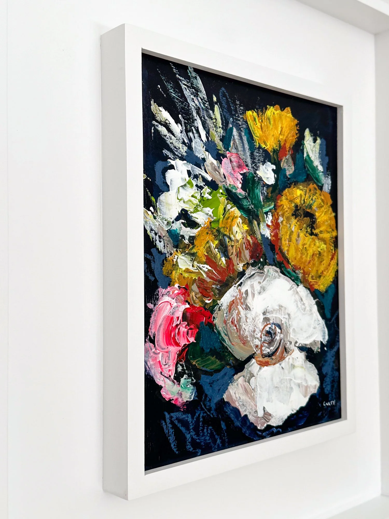 Dutch still life inspired abstract floral painting by Megan Carty