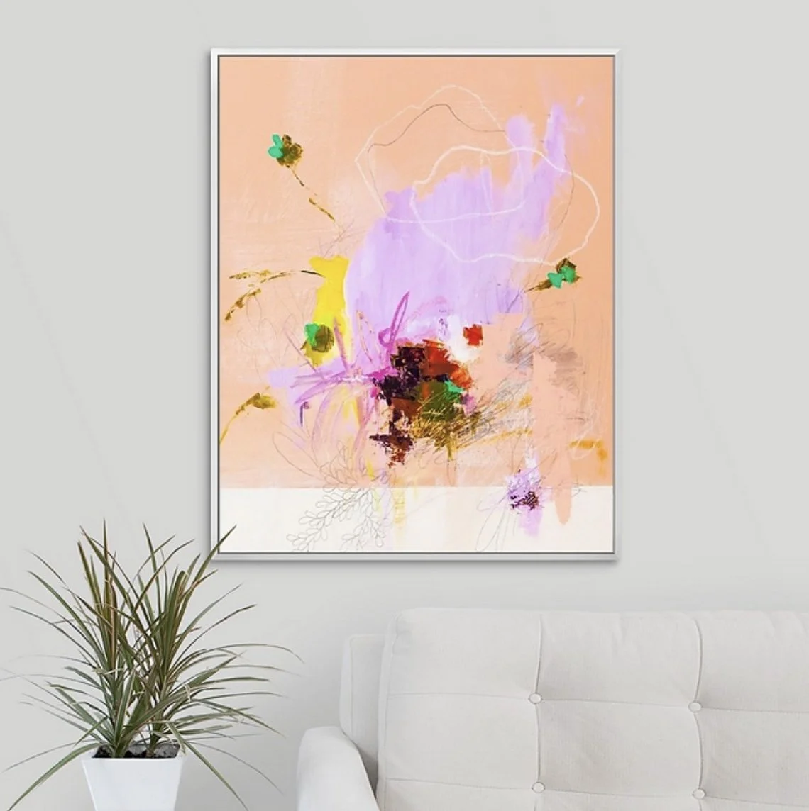 fun wild abstract painting fine art print by Megan Carty in pinks and oranges