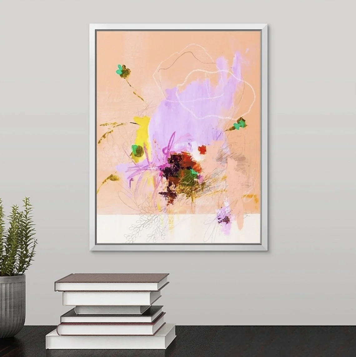 fun wild abstract painting fine art print by Megan Carty in pinks and oranges