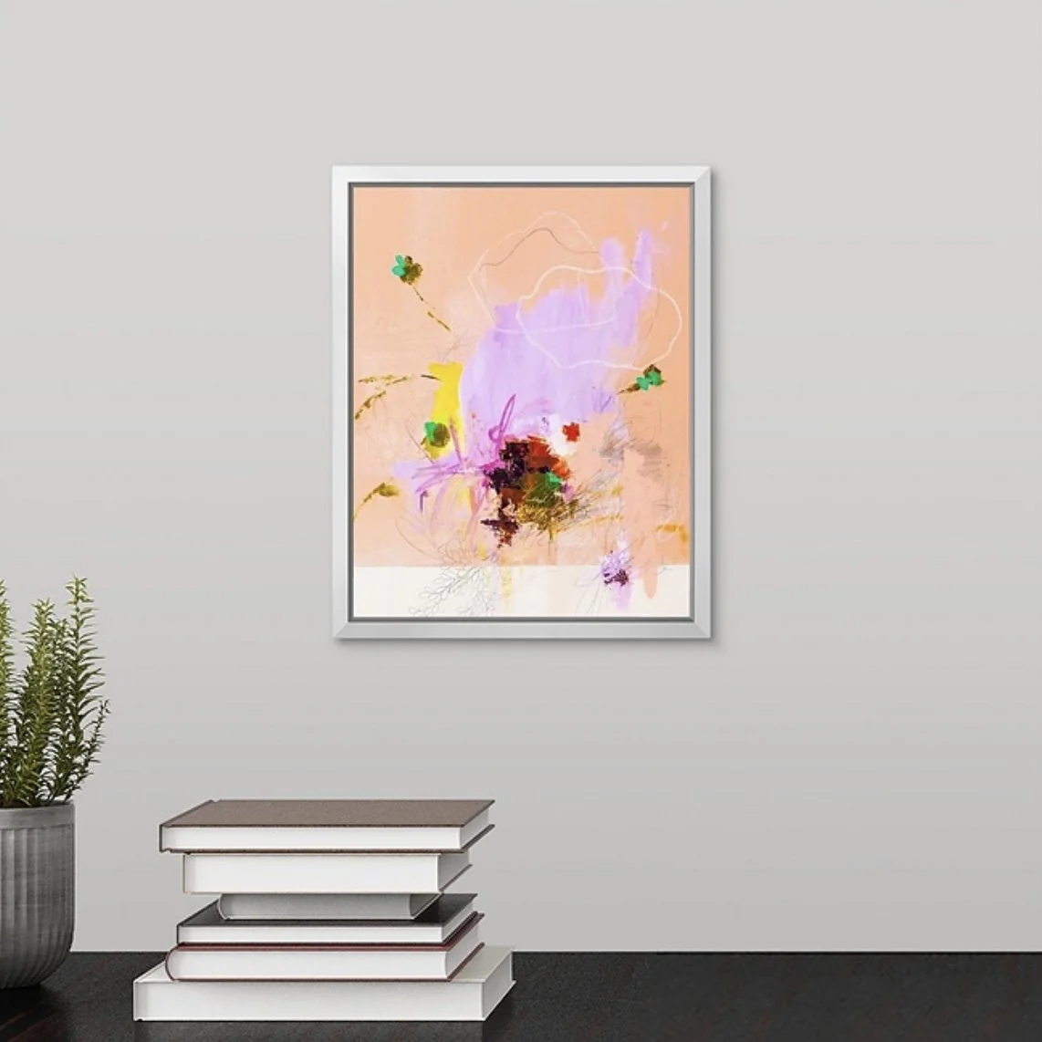 fun wild abstract painting fine art print by Megan Carty in pinks and oranges
