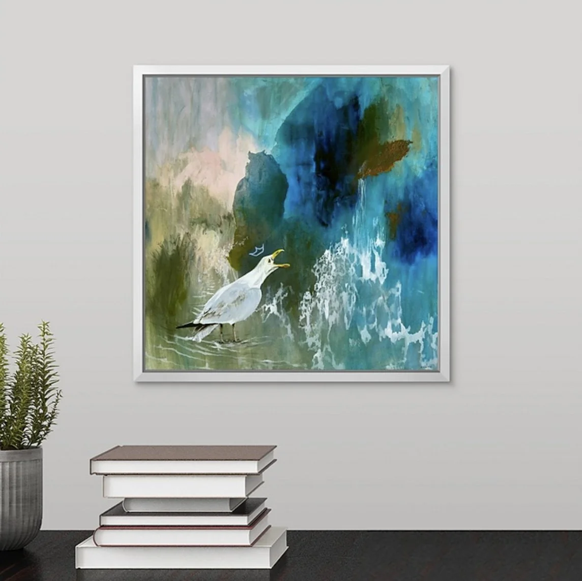 crowned seagull fine art painting by Megan Carty