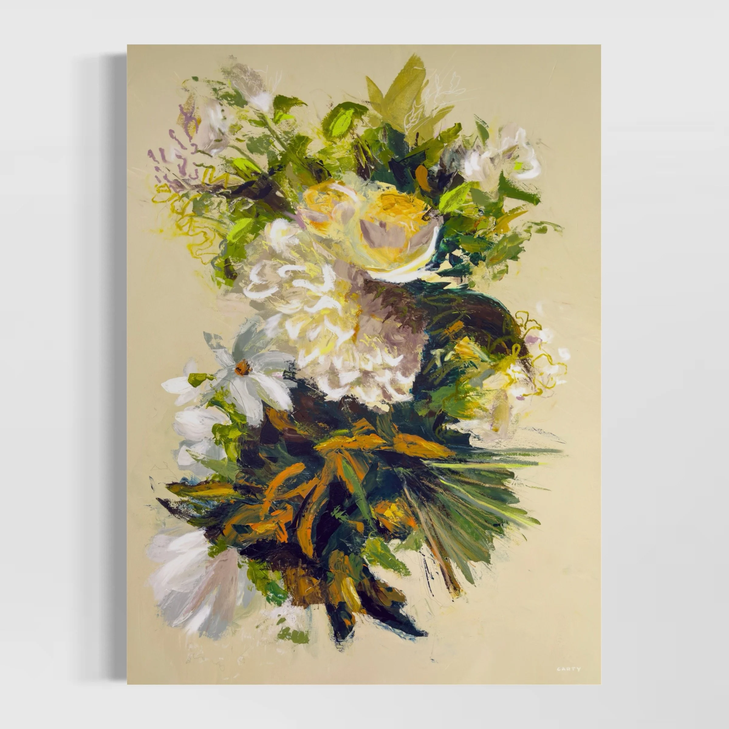 earthy abstract floral painting by Megan Carty