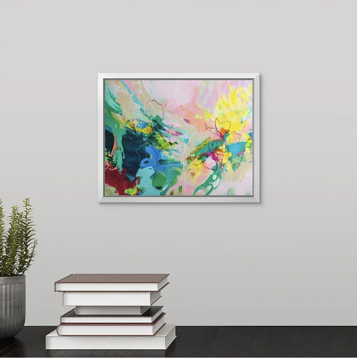 palm beach aesthetic abstract framed art print by Megan Carty