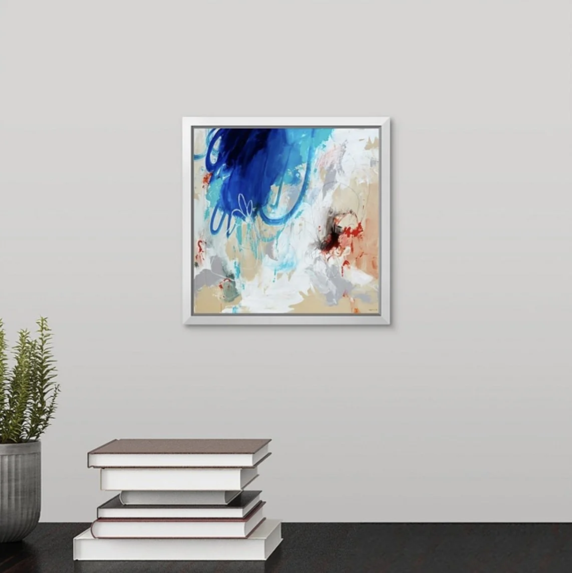 blue coastal abstract fine art print that feels like the ocean and greece by megan carty