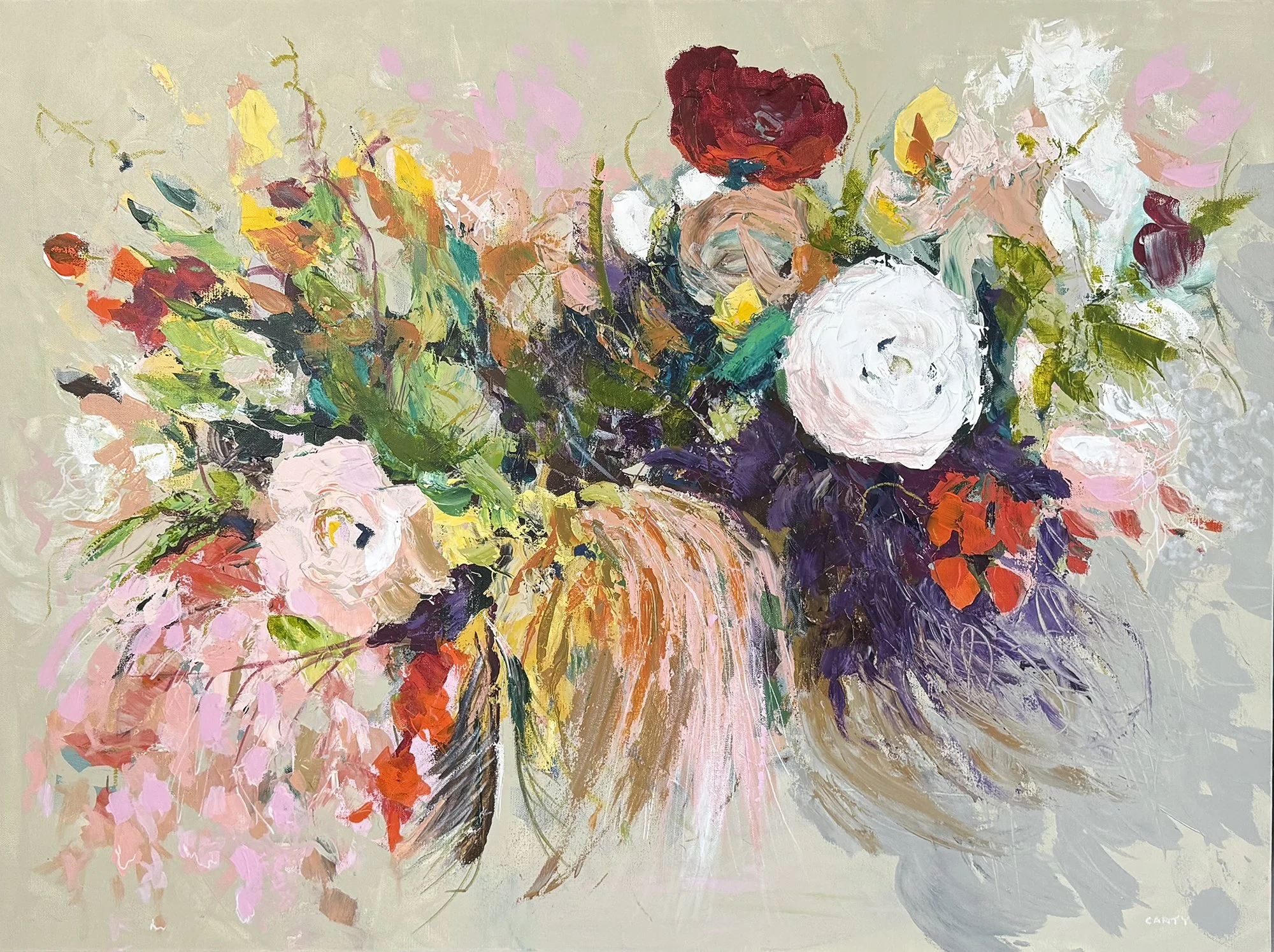 Bistro Bellini, 30x40, abstract floral painting