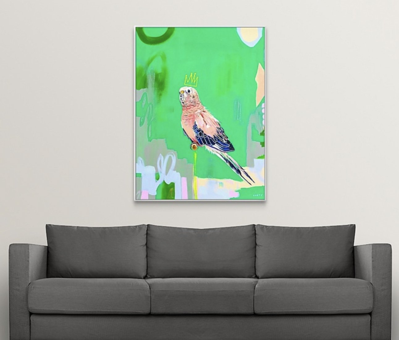 preppy palm beach decor, pink cockatoo art print by Megan Carty