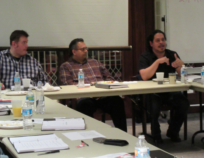 Playwright Jamil Khoury, Silk Road Rising Executive Director Malik Gillani and director Edward Torres