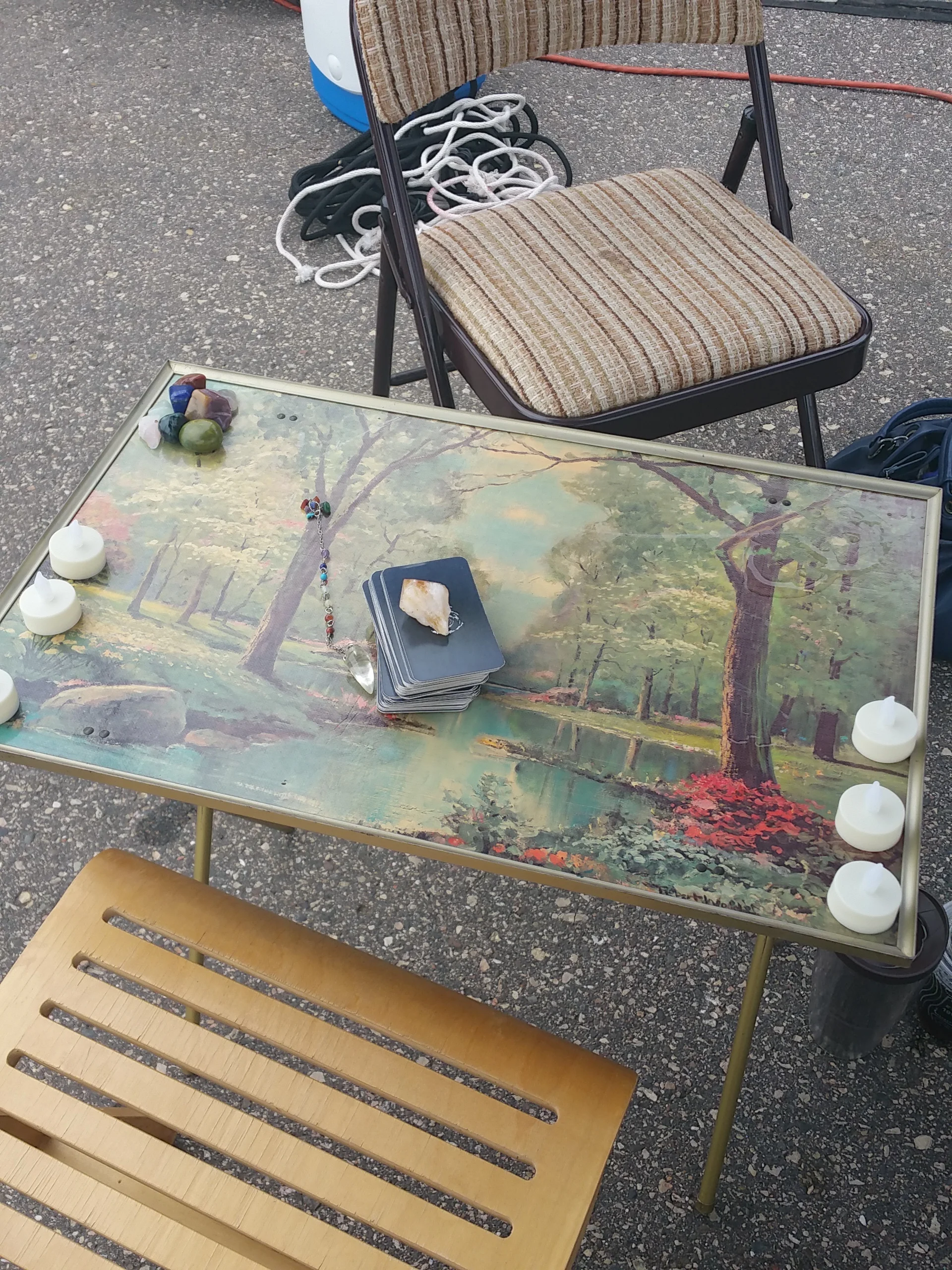 My Northeast Night Market setup. (Ignore the rope--we had to tie the tent down!)